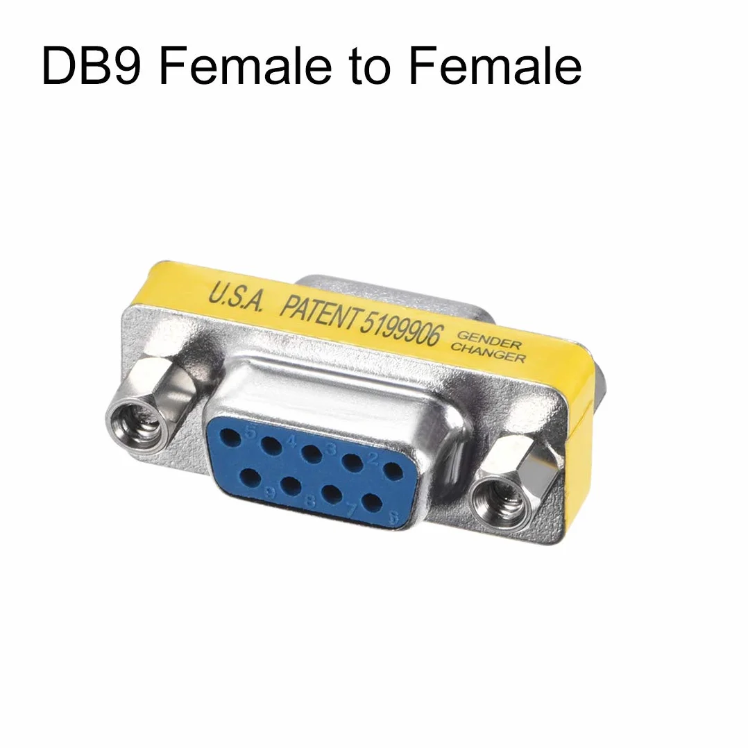 sourcing map DB9 VGA Gender Changer 9 Pin Femmina a Femmina 2 Righe Mini Gender Changer Adattatore Connettore per applicazioni seriali Blu Confezione da 1