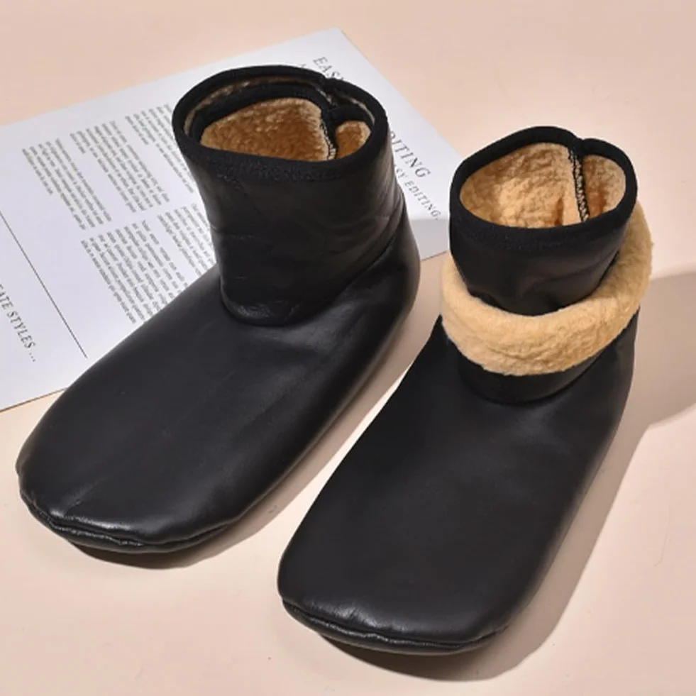 Calzini in pelle PU antiscivolo con fodera in pile