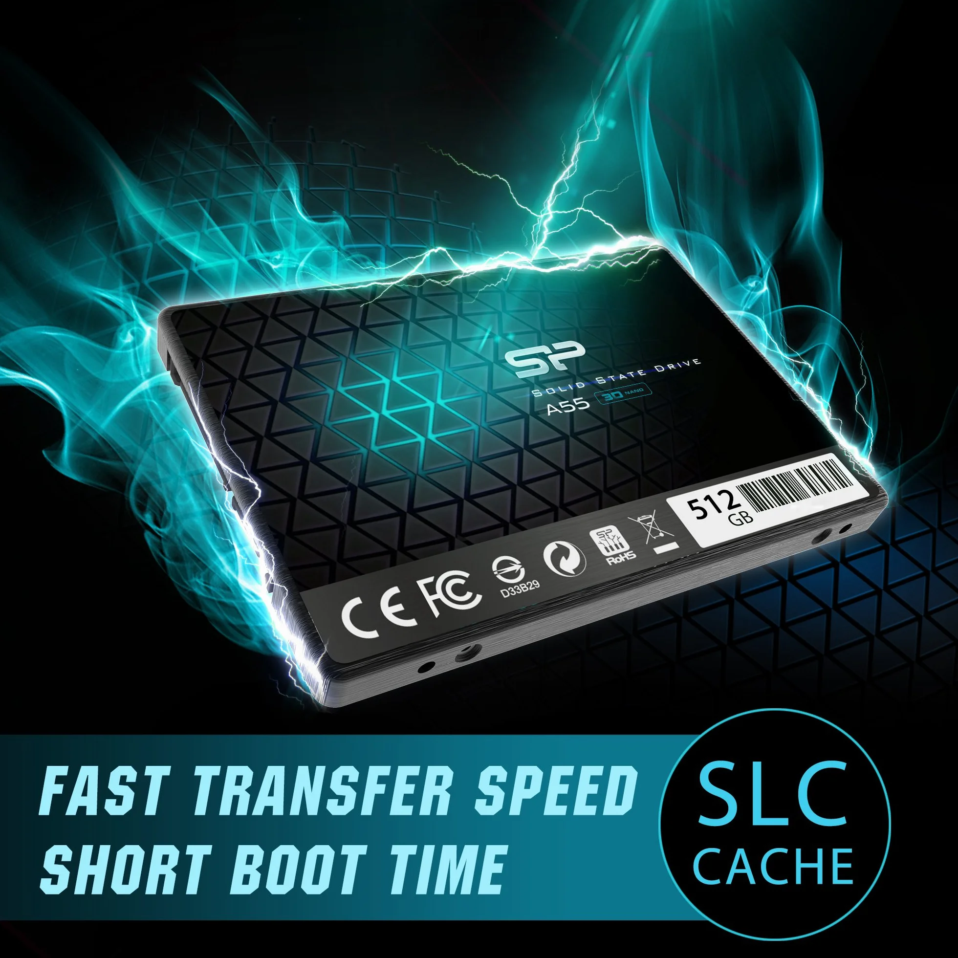 Silicon Power SSD 512GB 3D NAND A55 SLC Cache 2.5" SATA III 7mm SSD interno