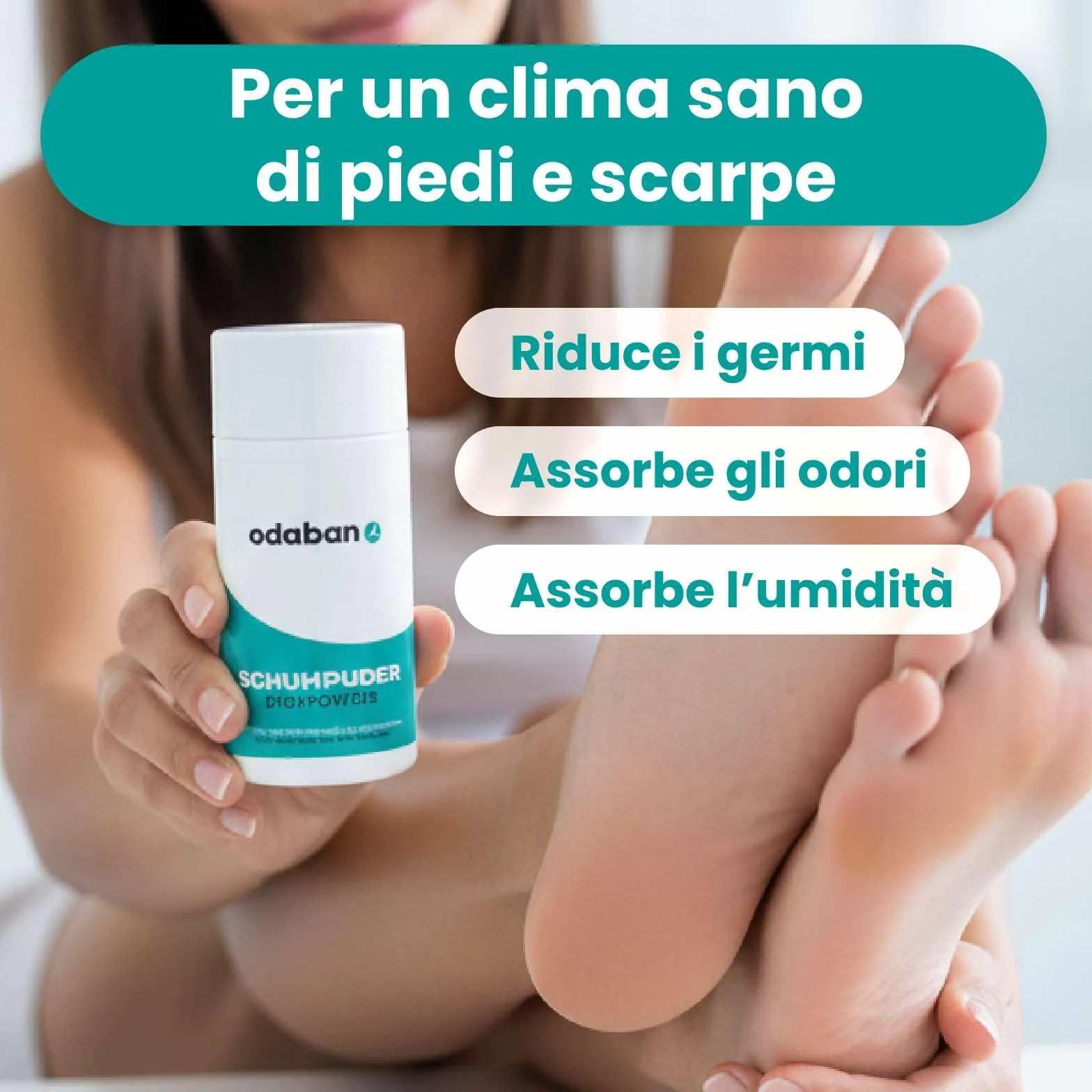 Odaban Polvere Deodorante per Piedi e Scarpe 50 g Neutralizza Odori