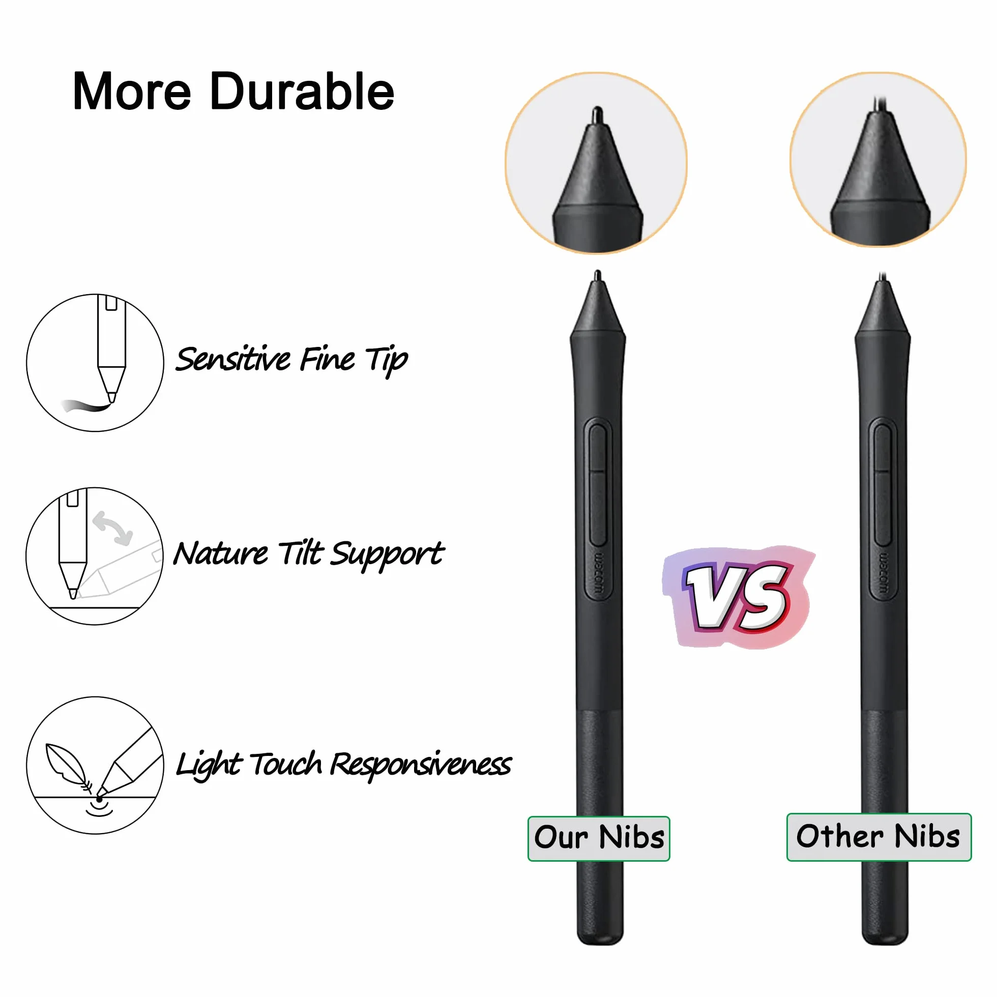 [10 Pezzi] Punte di Ricambio per Wacom Pro Pen 2/Slim/3D&Classic, Mobile Studio, Cintiq Pro DTHW1320/1621/2421/3221&DTK2421, Cintiq 16(DTK1660/1661), Intuos