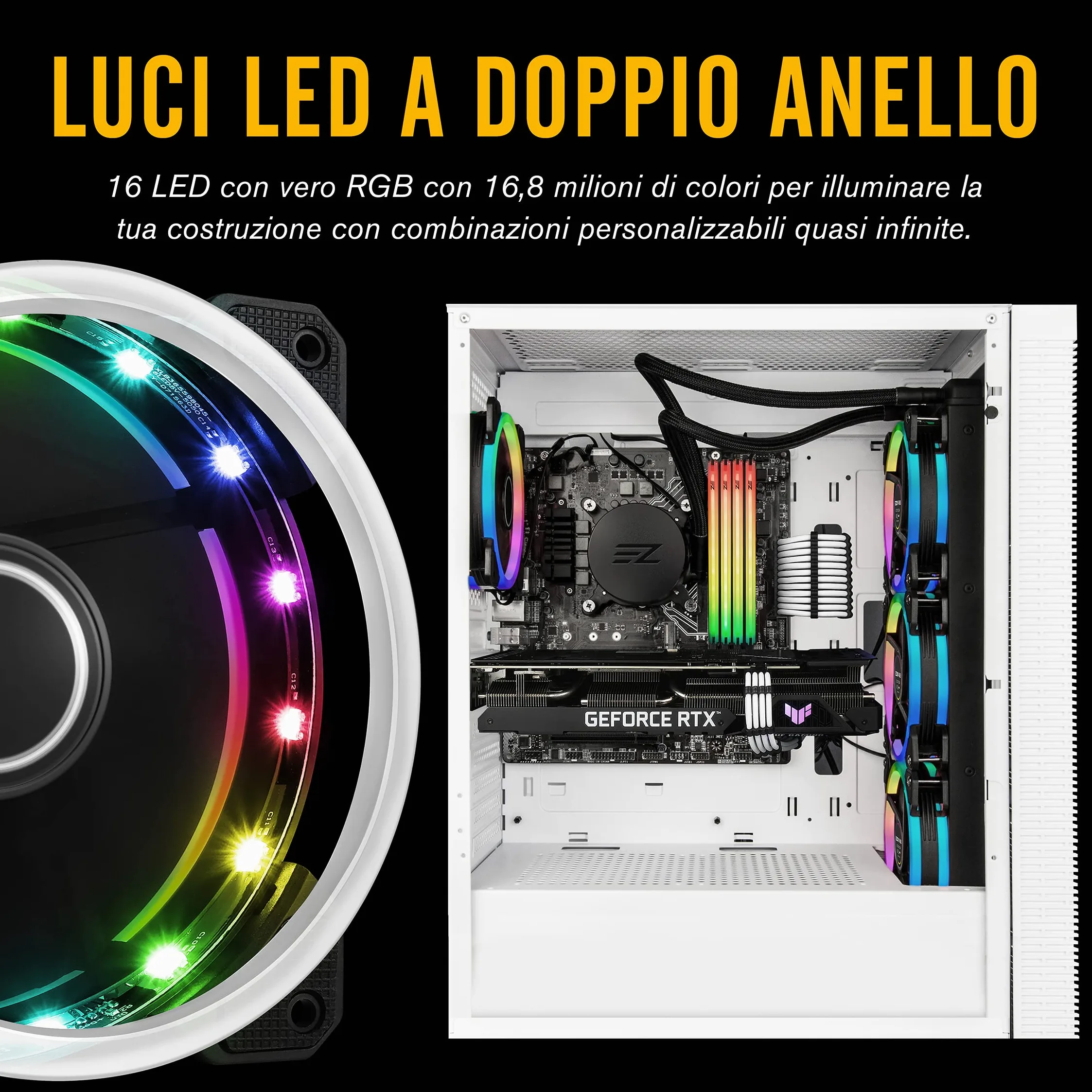 EZDIY-FAB RGB Ventole Case,Dual Ring 120mm Ventola PC,5V Scheda Madre Sync,RGB Sync Fan con Fan Hub X e Telecomando-5 Pack