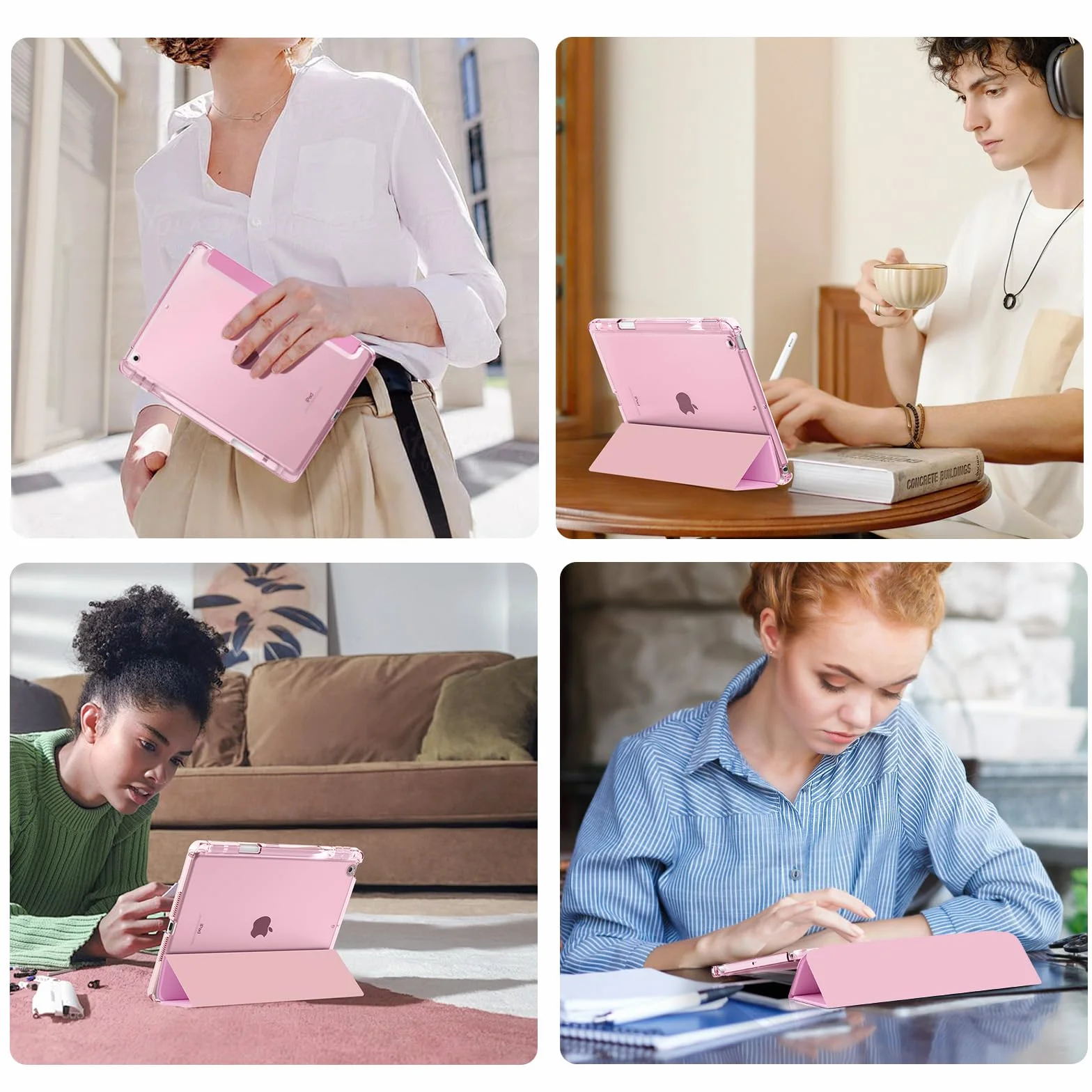 MoKo Cover per iPad 9a/8a/7a Generazione 10,2 Pollici 2021/2020/2019 Custodia Trifold Sottile Rosa