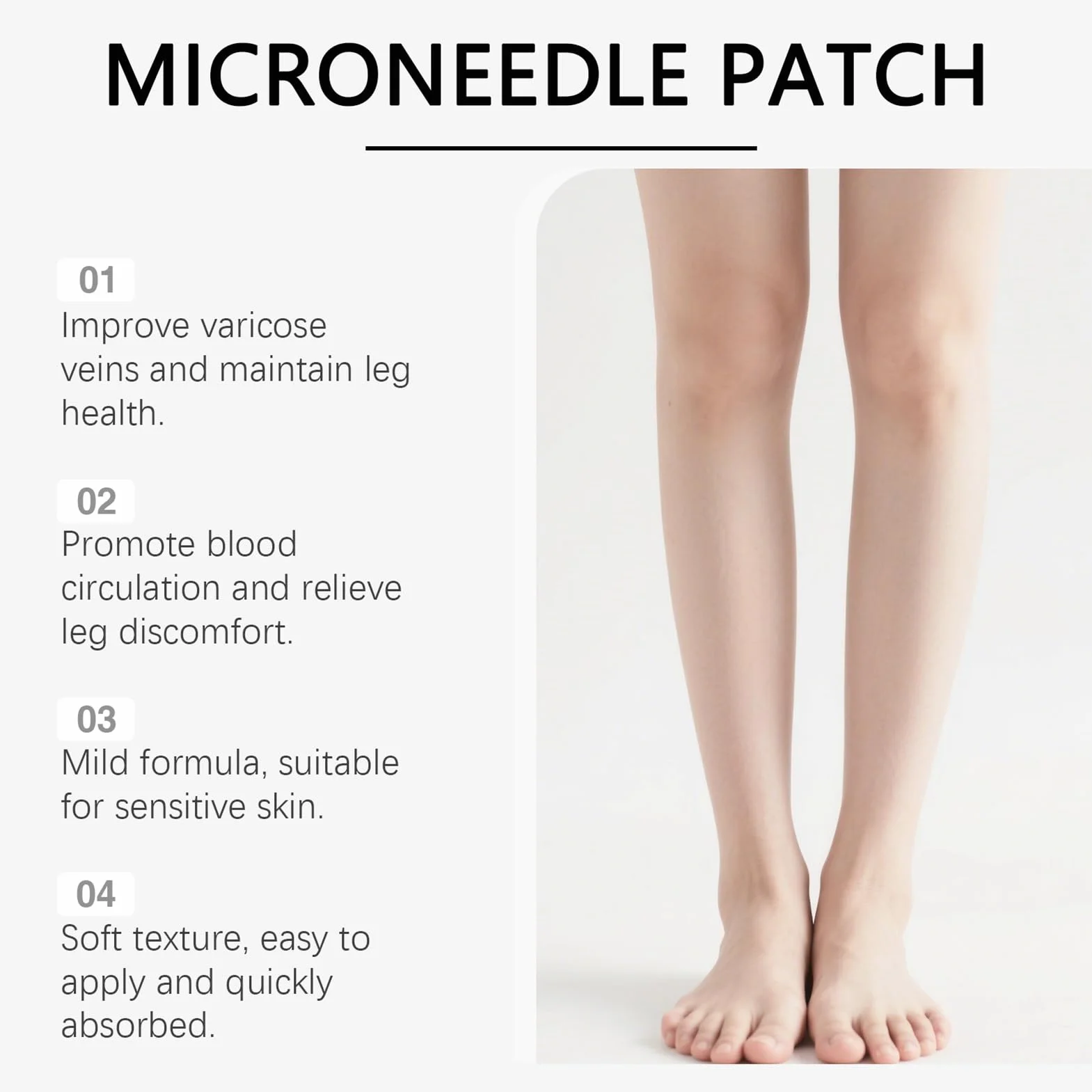 Cerotto con Microaghi per Vene Varicose, Trattamento Avanzato per Gambe, Traspirante Naturale