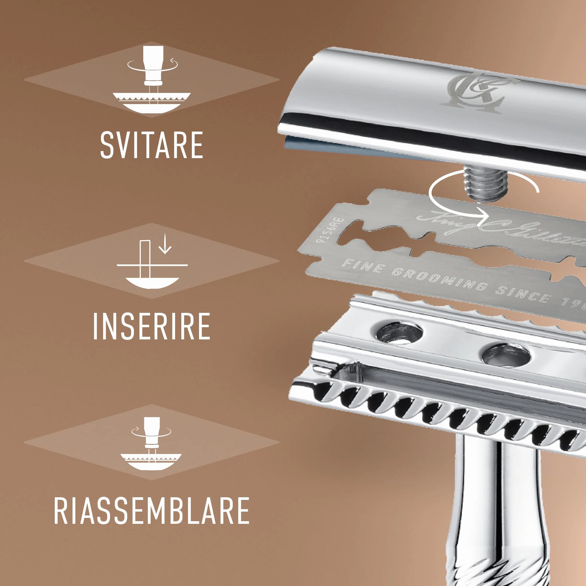 King C. Gillette Rasoio di Sicurezza in Acciaio Inossidabile con 5 Lamette Rivestite di Platino