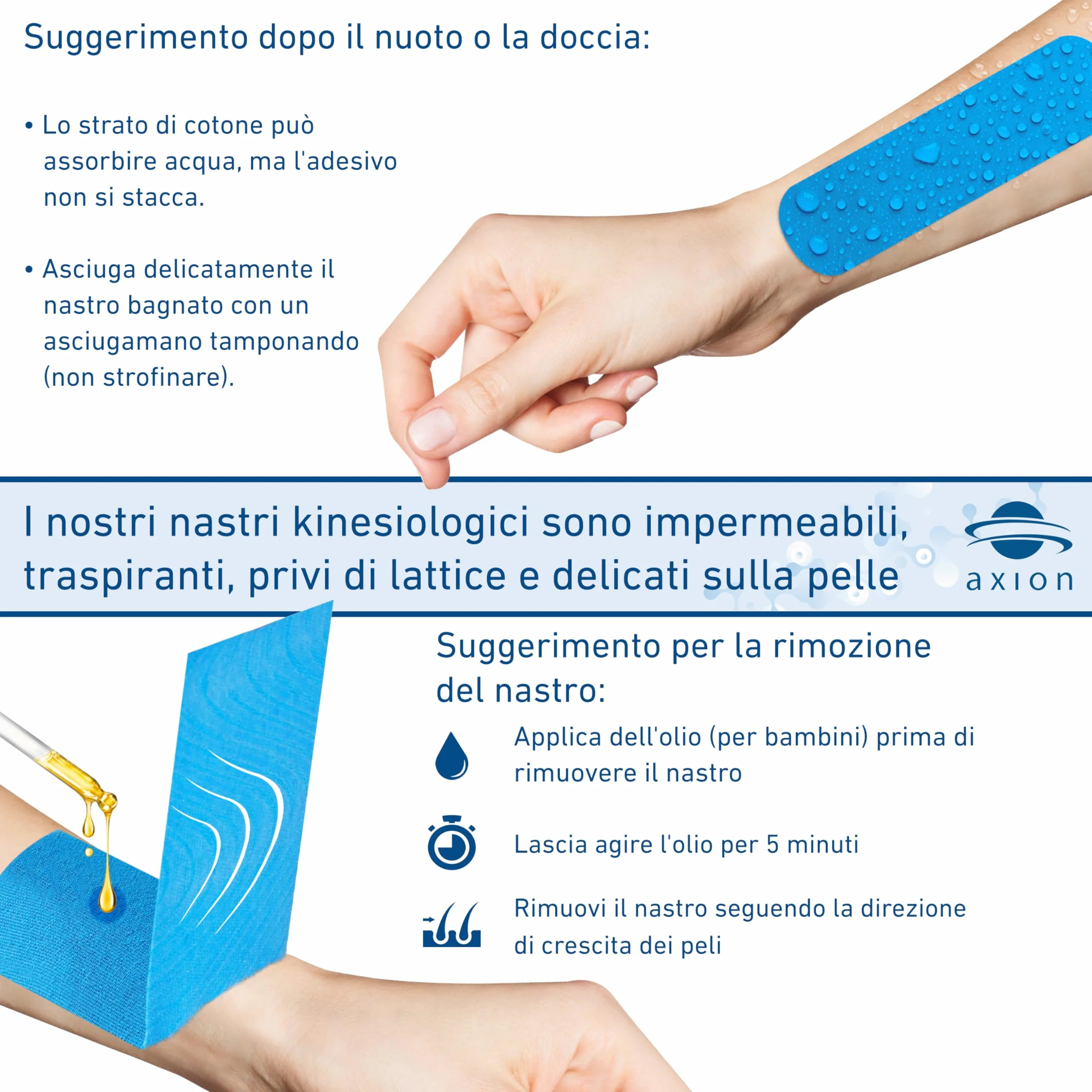 axion Nastri Kinesiologici 2 Rotoli Beige Fasciatura fitness impermeabile elastica autoadesiva