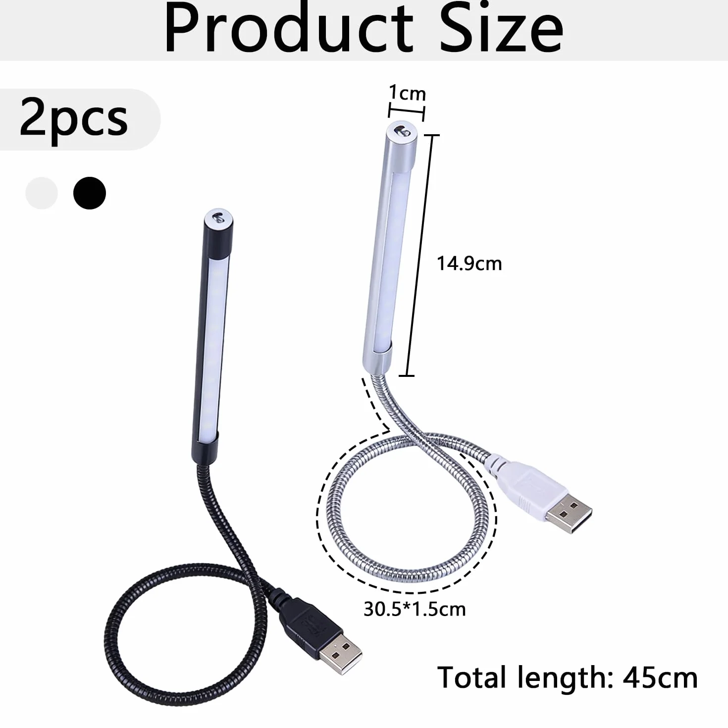 HENGBIRD 2 lampadine a LED USB, 10 LED a collo di cigno, luce USB, interruttore a tocco, luce da lettura, luminosità può essere regolata, lampada da lettura per lettura, tastiera, computer portatile