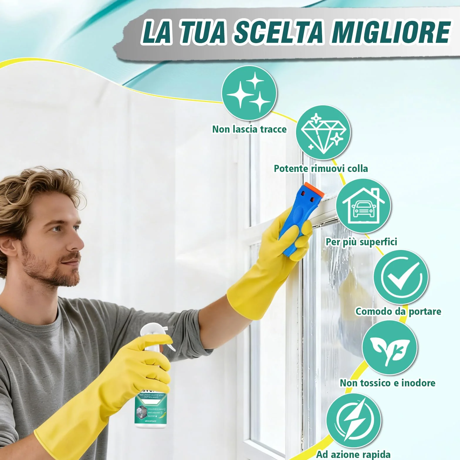 Rimuovi Colla 300ml potente adesivo sciogli silicone con raschietto e panno