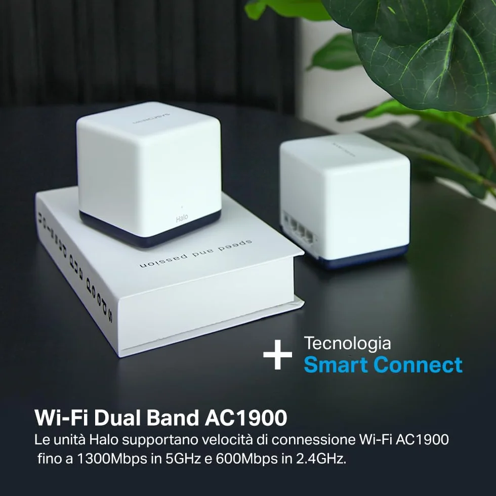 Mercusys TP-Link Halo H1900G(3-pack) Router WiFi Mesh Dual Band AC1900Mbps, 3 Pezzi con Copertura fino a 550㎡, 3 Porte Gigabit Ethernet, Modalità Router e Access Point, Parental Control