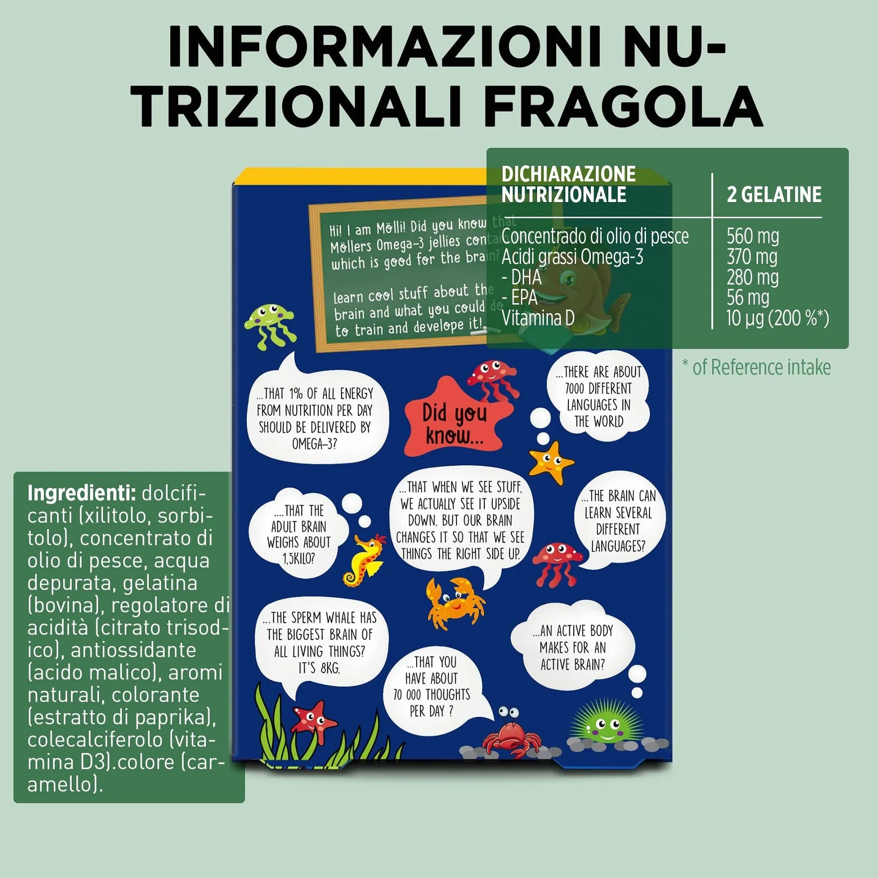 Moller's Omega 3 Per Bambini Olio di pesce omega-3 DHA EPA 36 pezzi
