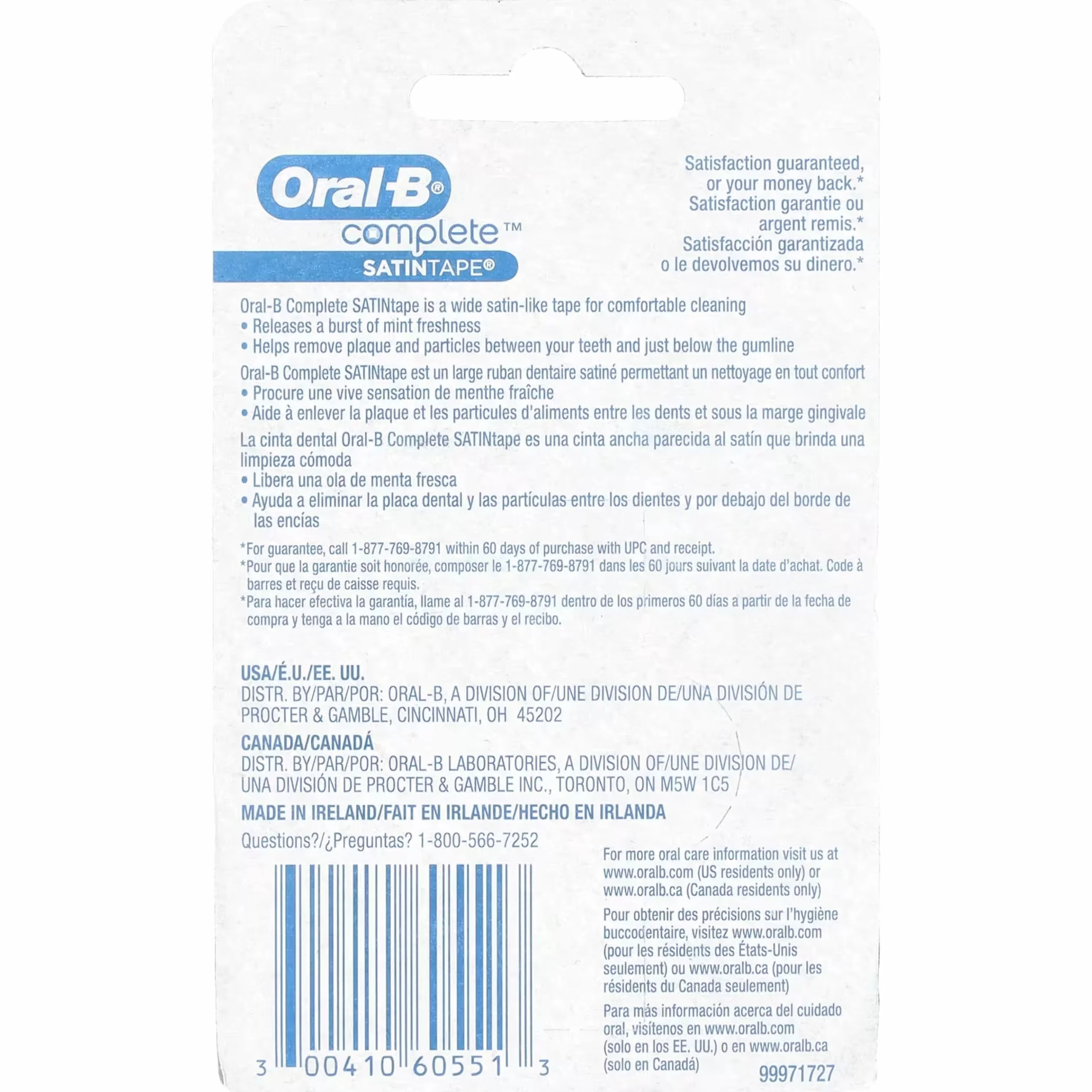 Oral-B Filo Interdentale Satin Tape Menta 25 m 6 Unità