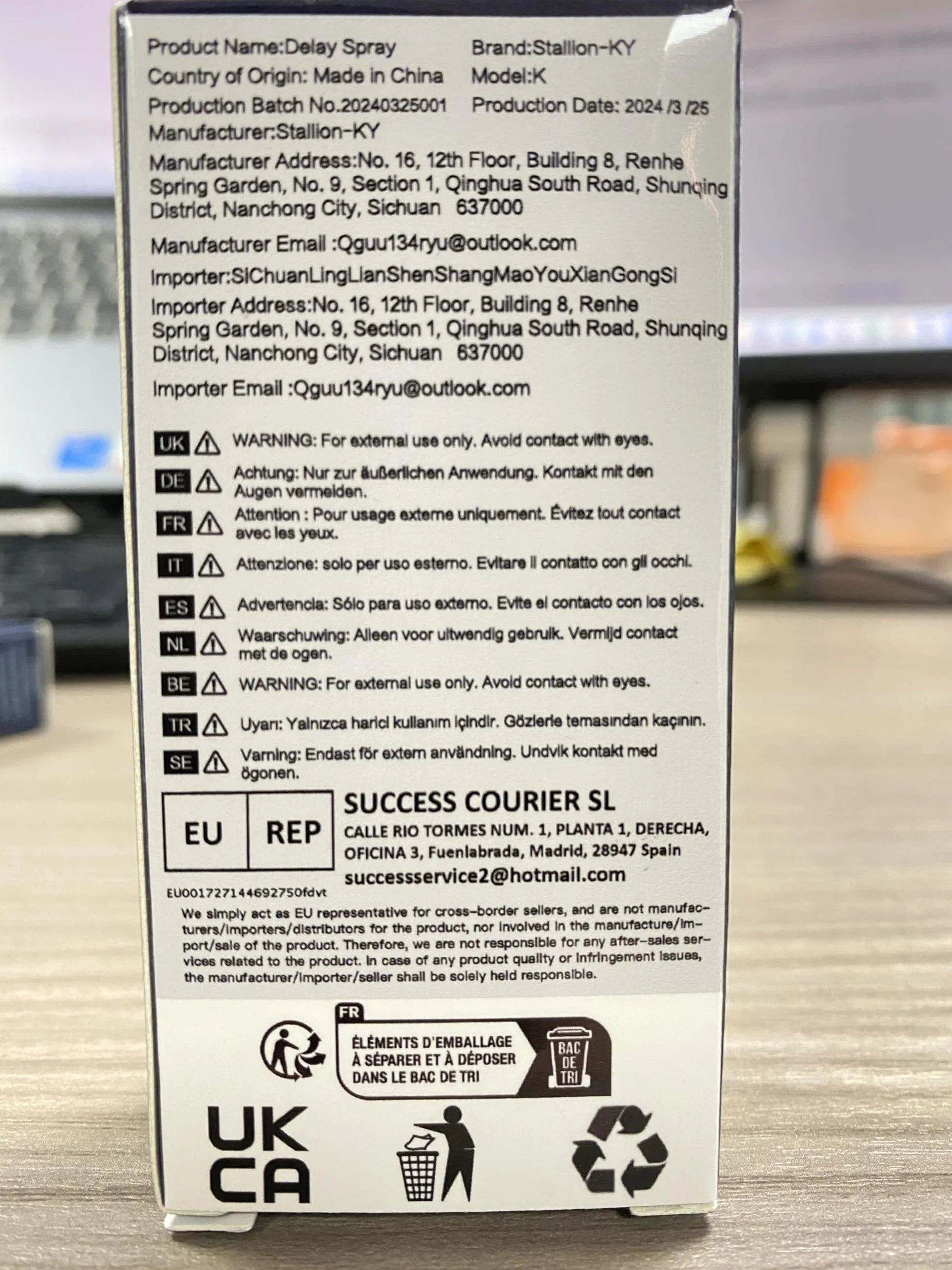 Ritardante Delay Spray Ritardare l'Eiaculazione Precoce Blu