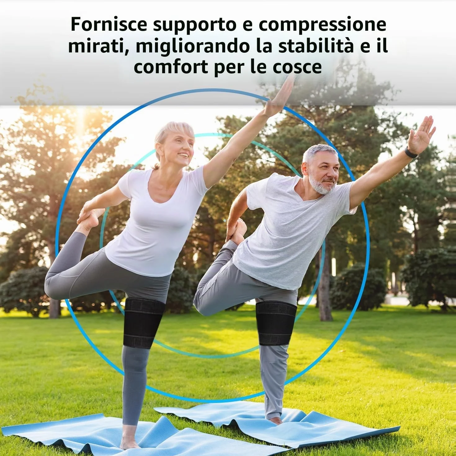 Supregear Supporto per Coscia, Fascia in Neoprene Avvolgente Compressione Manica Coscia Regolabile Nero
