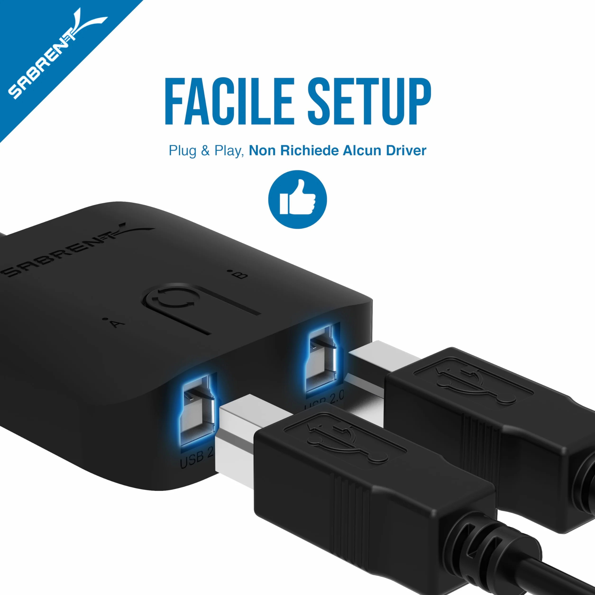 Sabrent Switch USB 2.0 per Più Computer e Periferiche con Spie LED (USB-SW20)