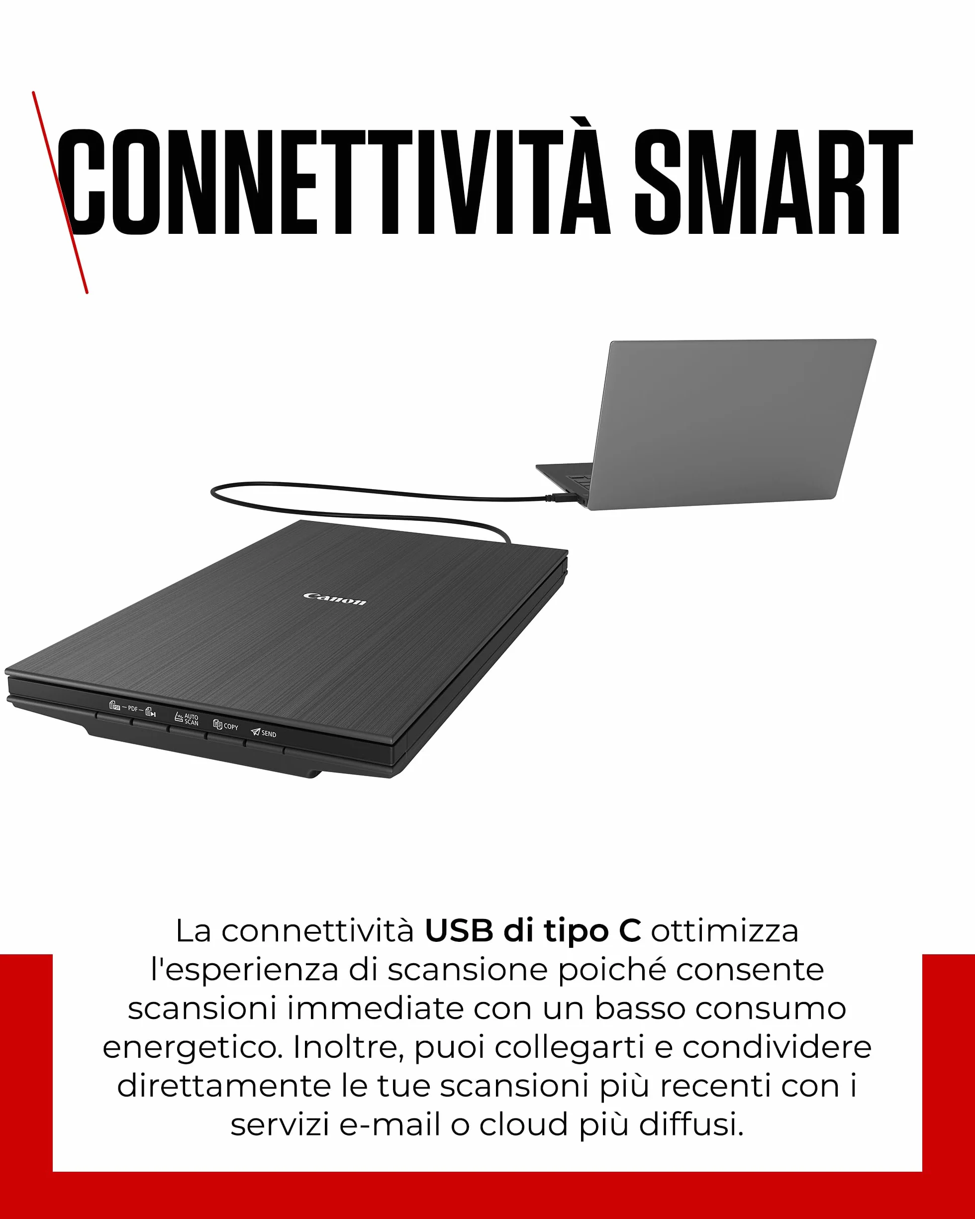 Canon LiDE 400 Scanner Documenti e Fotografico Piano Nero USB Type-C Salvaspazio