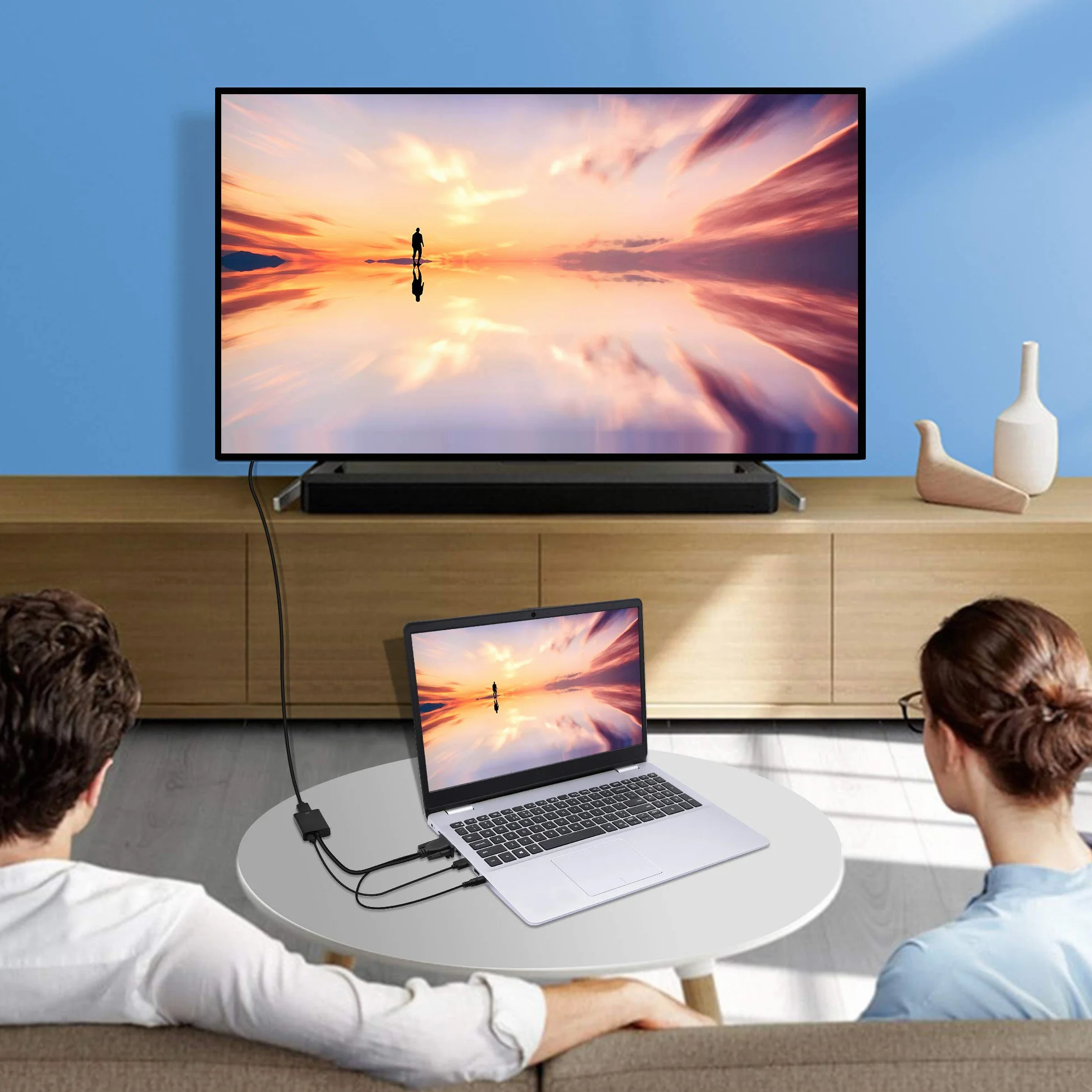 YACSEJAO Adattatore da VGA a HDMI 1080P VGA maschio a HDMI femmina, convertitore per computer, desktop, laptop, PC, monitor, proiettore, HDTV con cavo audio e cavo USB