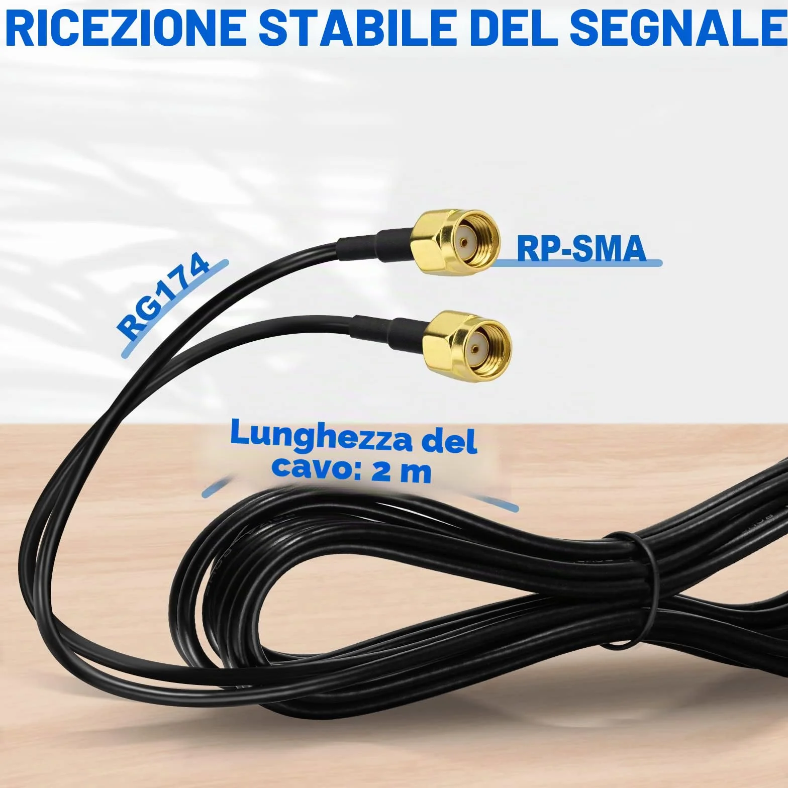 Eightwood Antenna WiFi 6e Tri-band 2,4 GHz/5GHz/6GH Alto Guadagno con Base Magnetica e Supporto a Tre Bande con Cavo di Estensione da 2 Metri antenna wifi per pc
