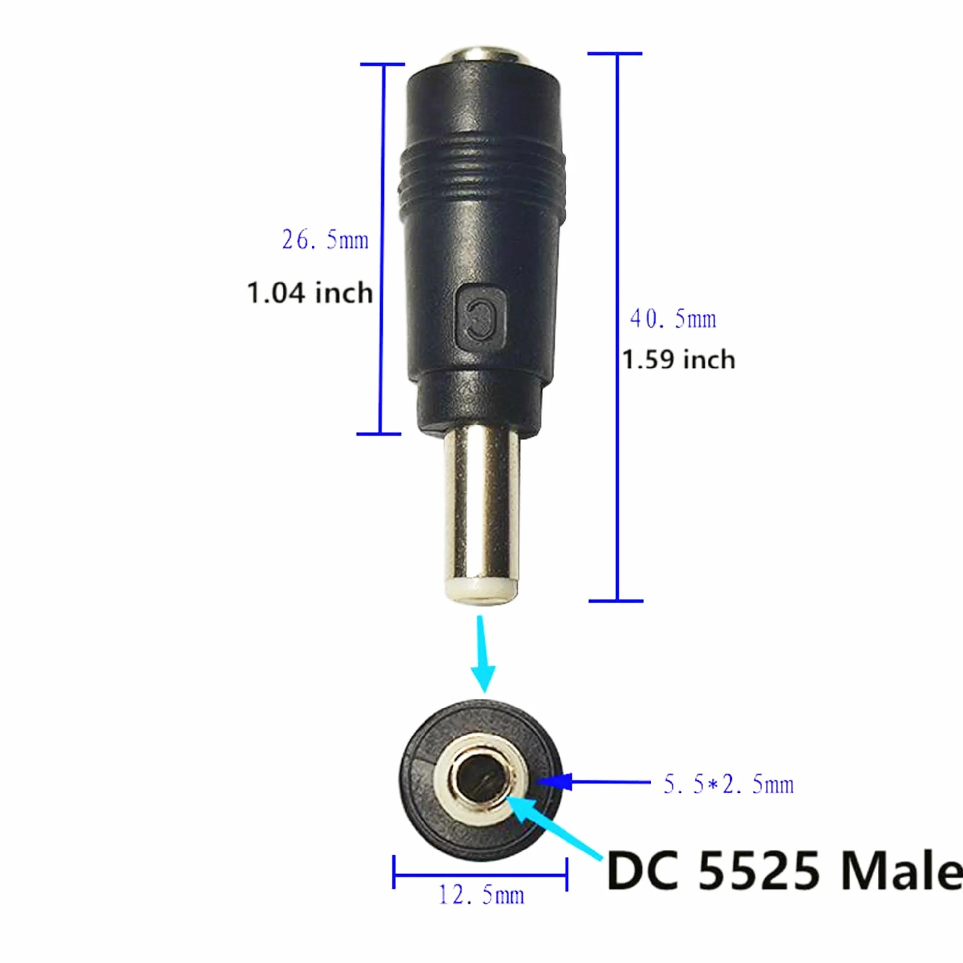 Adattatore di alimentazione DC Connettore DC 5,5 x 2,5 mm maschio a DC 5,5 x 2,1 mm femmina per l'interfaccia del computer portatile Adattatore cavo di alimentazione 2 pezzi