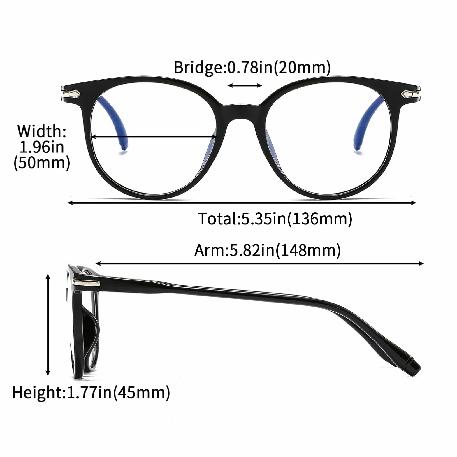 Luce Blu Occhiali Leggeri Moda Distanza Uomo Donna Rotondo Anti Luce Blu