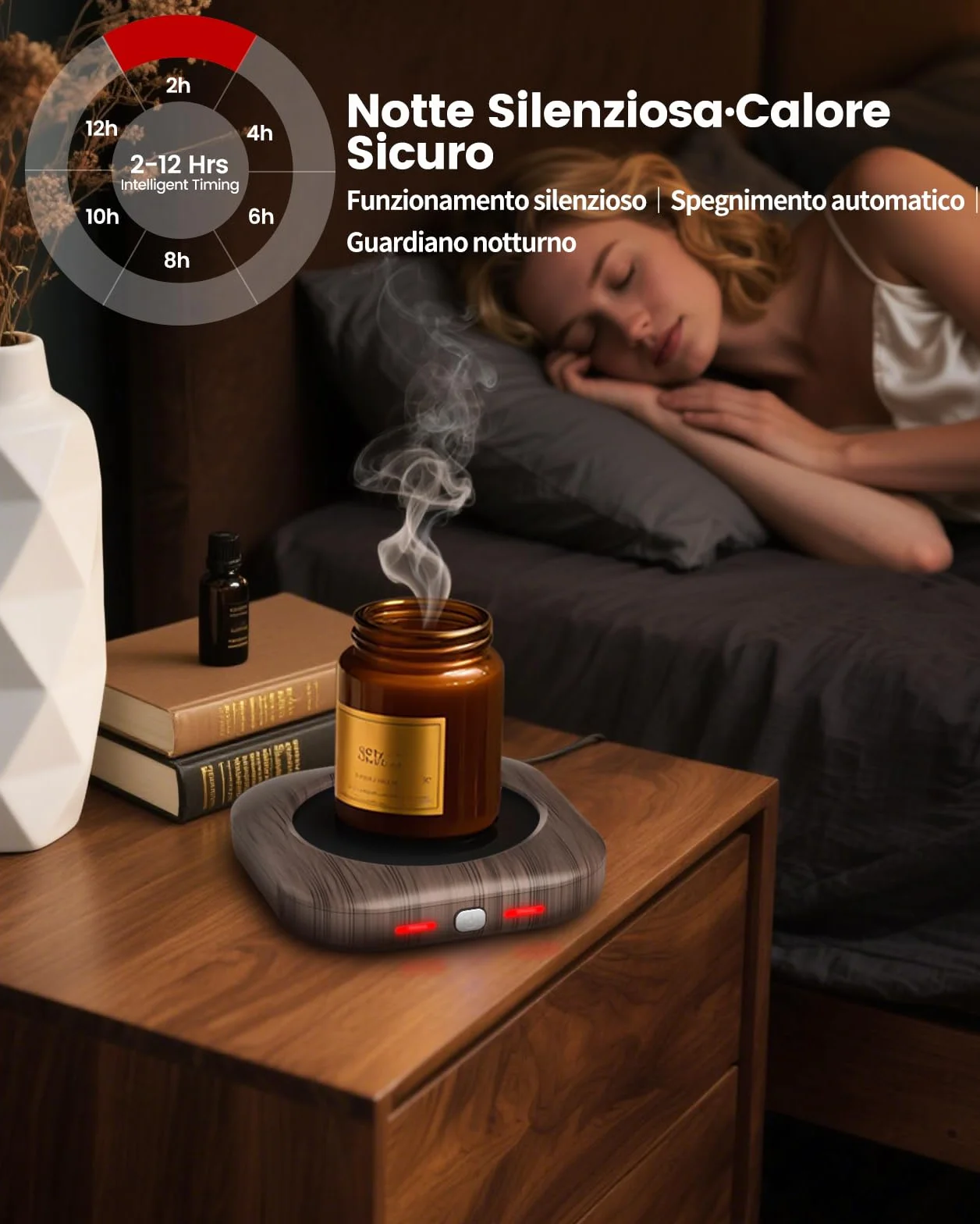 HOMEASY Scaldatazza Elettrico 3 Temperature, Scaldalatte Tazza Autoriscaldante Piastra Riscaldante Sicura e Impermeabile per Caffè Tè e Aromaterapia Spegnimento Automatico