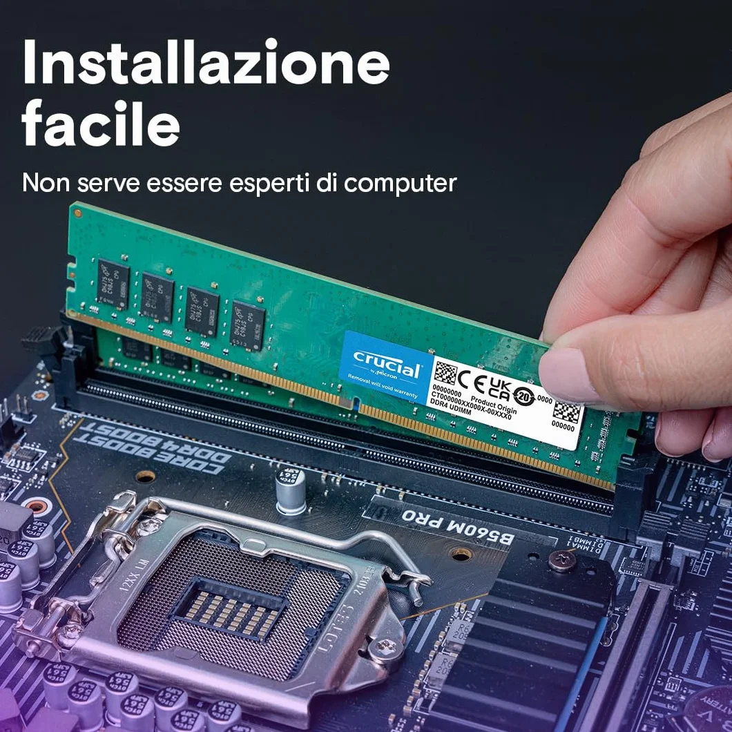 Crucial RAM DDR4 8GB 3200MHz CL22, Memoria PCMemoria ad Alte Prestazioni (o 2933MHz / 2666MHz) - CT8G4DFRA32A
