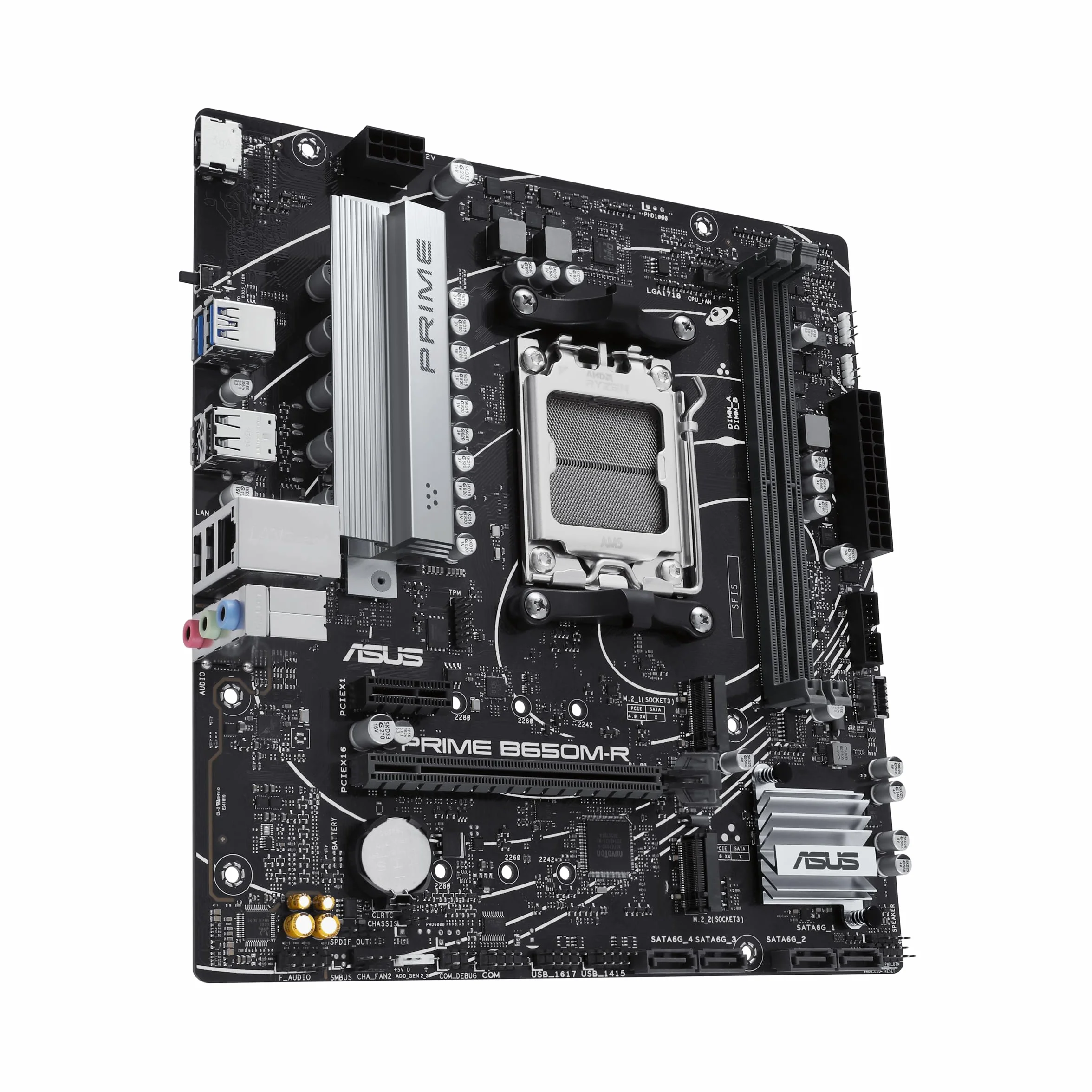ASUS B650EM MAX GAMING WIFI, Scheda Madre AMD mATX, Slot DDR5, PCIe 5.0 Ready, Tre Slot M.2, Wi-Fi 6, Ethernet Realtek 1Gb, DisplayPort, HDMI, Porte USB-A e USB-C da 10Gbps, BIOS FlashBack, Aura Sync