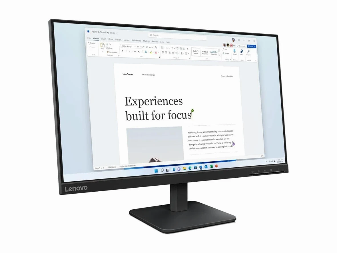 Lenovo L24-4e - Schermo 23.8'' FHD (IPS, 100 Hz, 4 ms, HDMI+VGA, cavo HDMI), nero