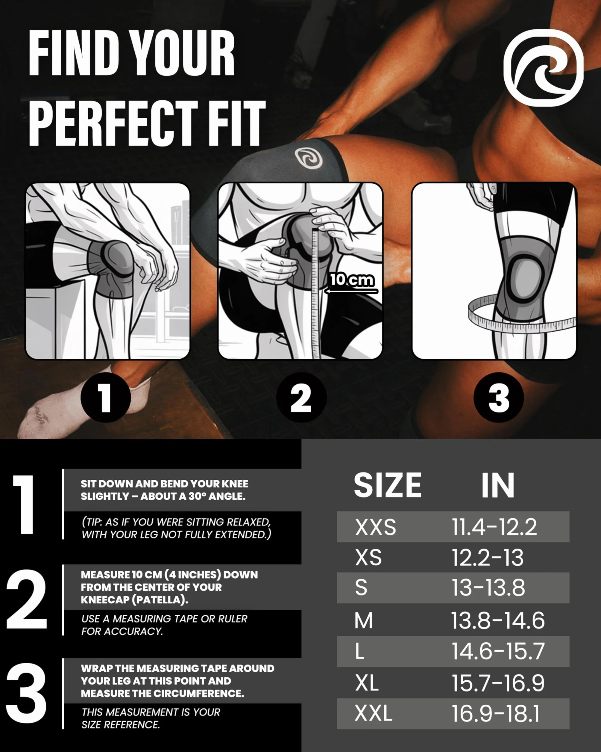 Rehband 5mm Benda per ginocchio Powersport, fascia per ginocchio in neoprene per Cross Fit e allenamento pesante