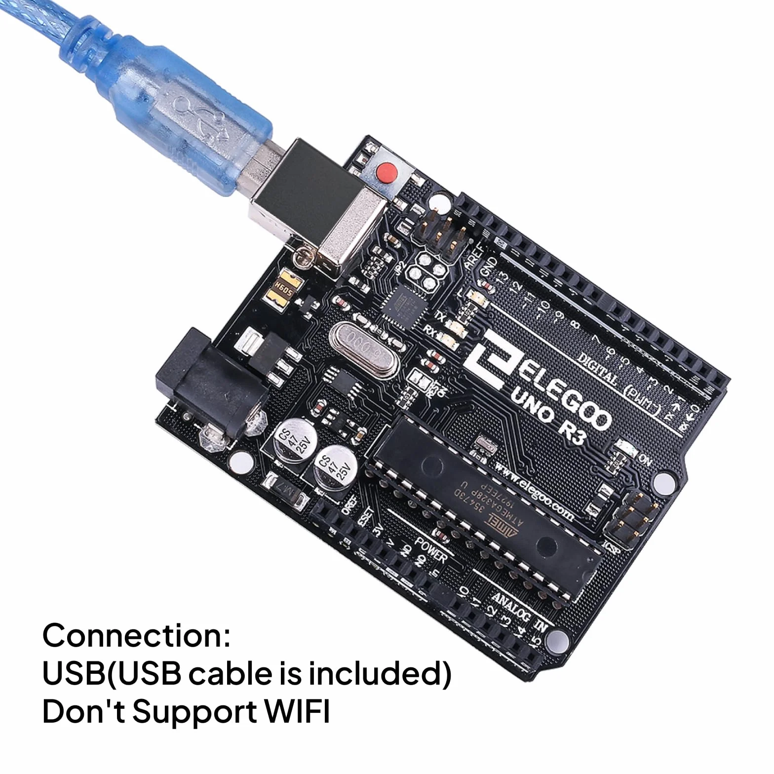 ELEGOO Uno R3 Board Scheda con Cavo USB Compatibile con progetti Arduino IDE Conforme alla direttiva RoHS