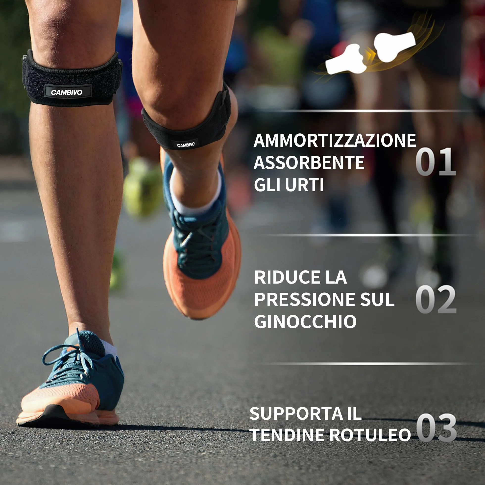 CAMBIVO Tutore Ginocchio Rotulea Regolabile 2 Pezzi, Ginocchiera Ortopedica con Cuscinetto di Compressione per Tendinite, Sport