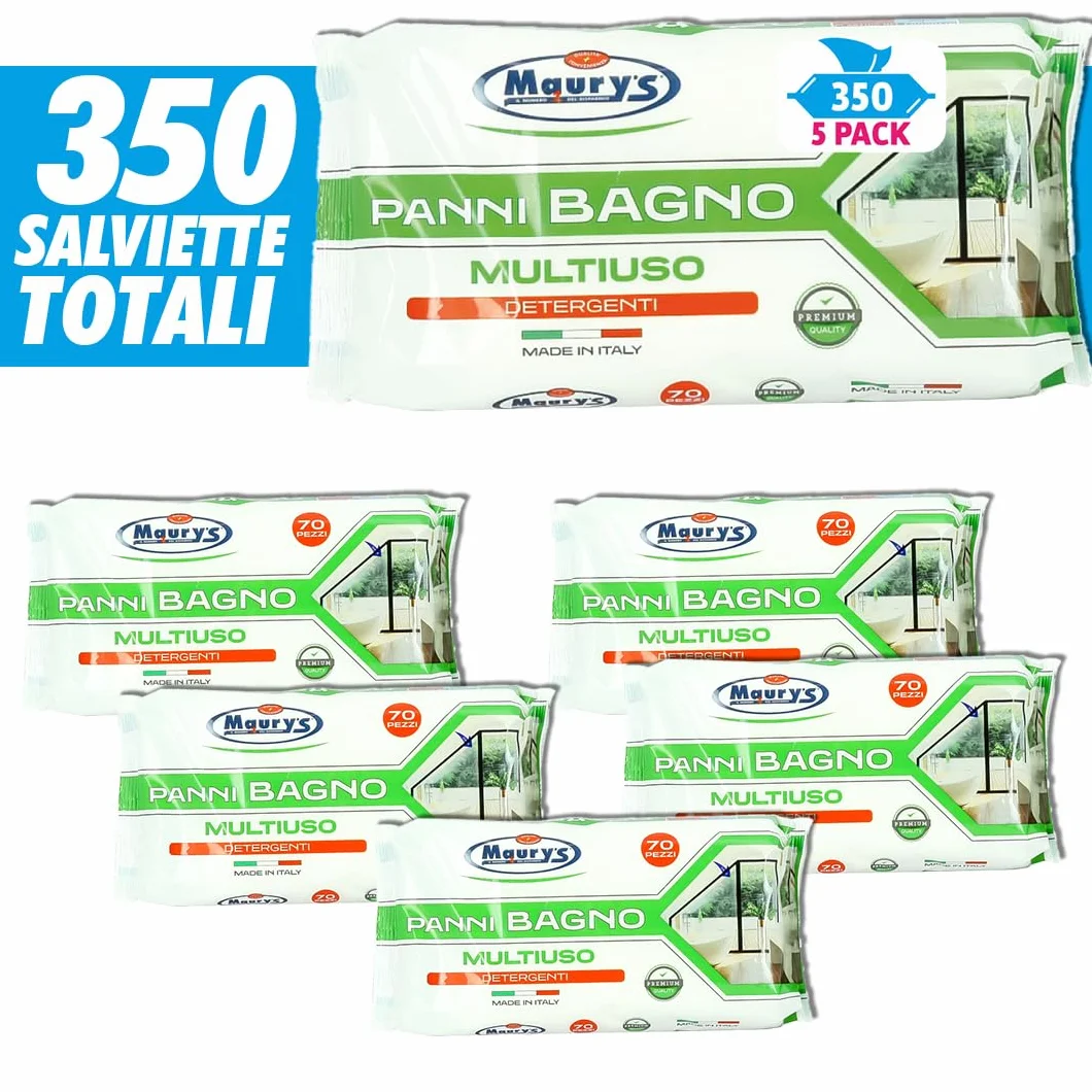 Maury's Salviette Multiuso Igienizzanti Detergenti per Bagno e Cucina 350 Pz (5 Confezioni)