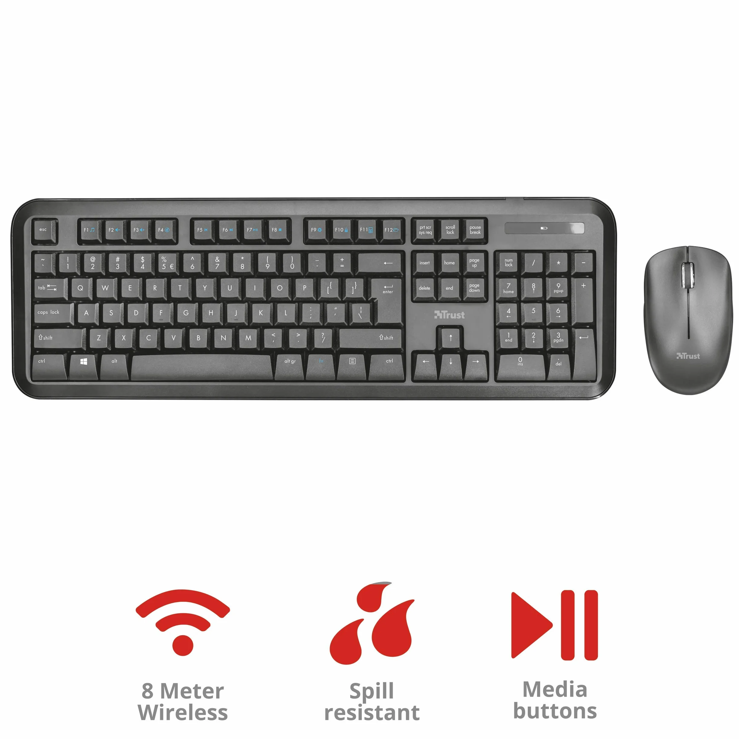 Trust Nova Tastiera e Mouse Wireless, Nero [Layout Italiano]