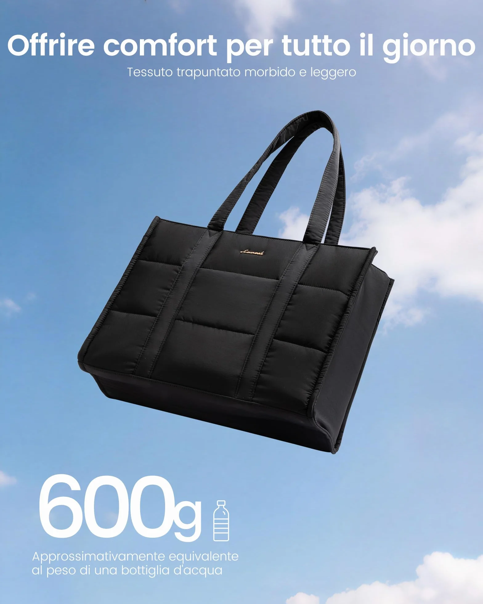 LOVEVOOK Borsa Donna, Grande Puffer Borse Università Borsa da Lavoro porta PC, Tote Bag Shopper Borse Tracolla per Ufficio Insegnante Docente Scuola