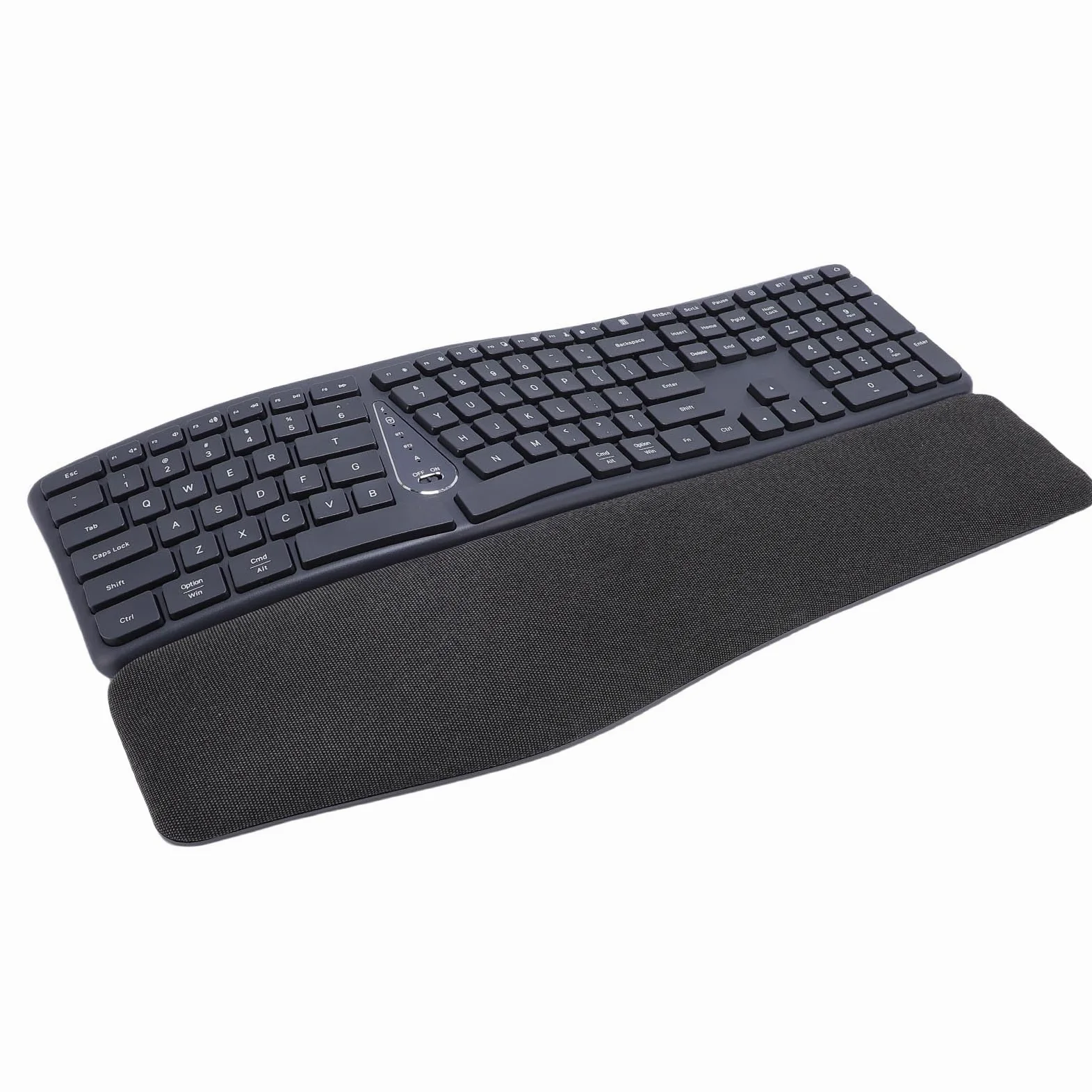 Tasti D' Tastiera Ergonomica Wireless, Tastiera Divisa con Riposo Al Polso Ammortizzato, connettività Bluetooth e USB, Comoda Digitazione Naturale per WindowsMac