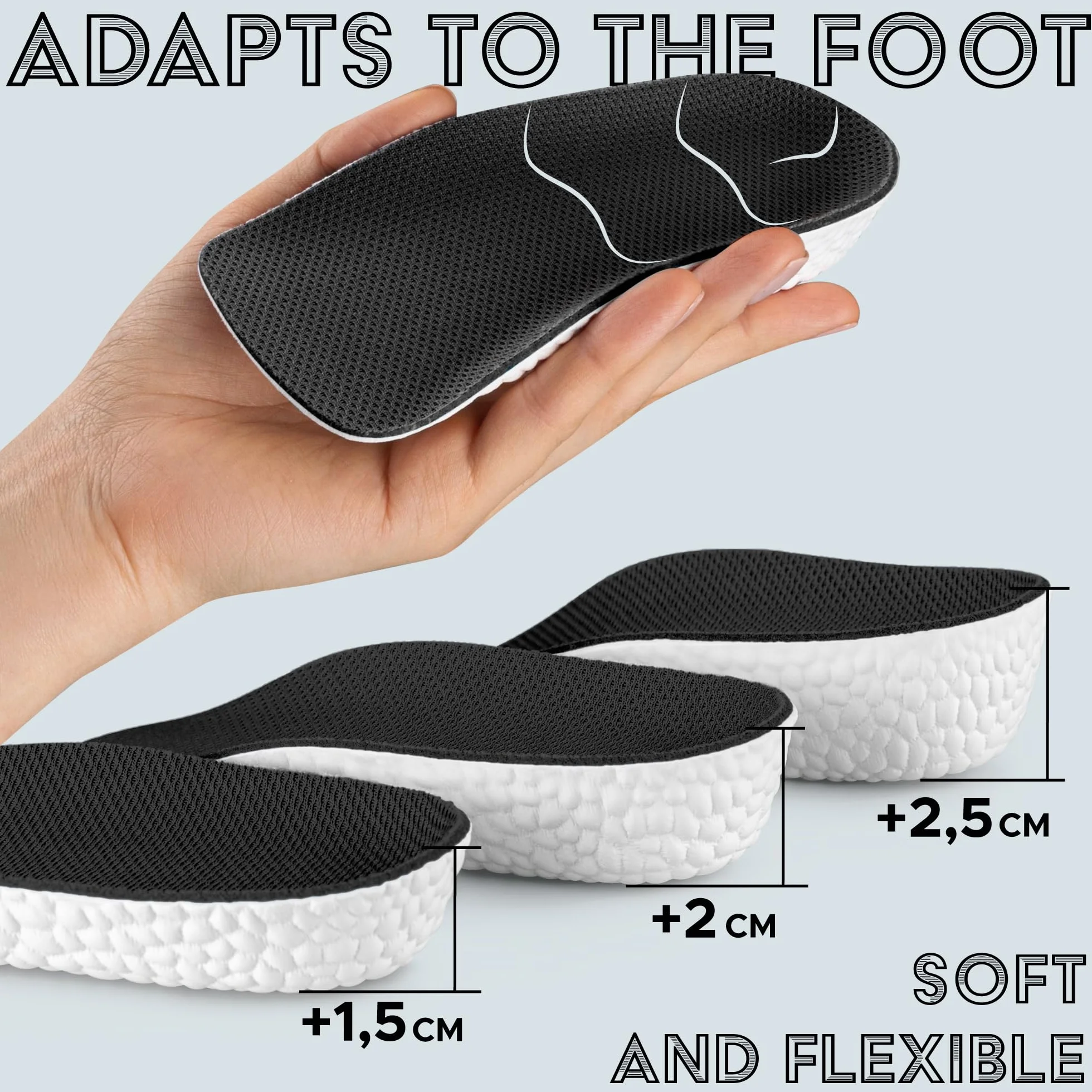 SULPO Solette rialzate per scarpe da uomo 2 cm antiscivolo