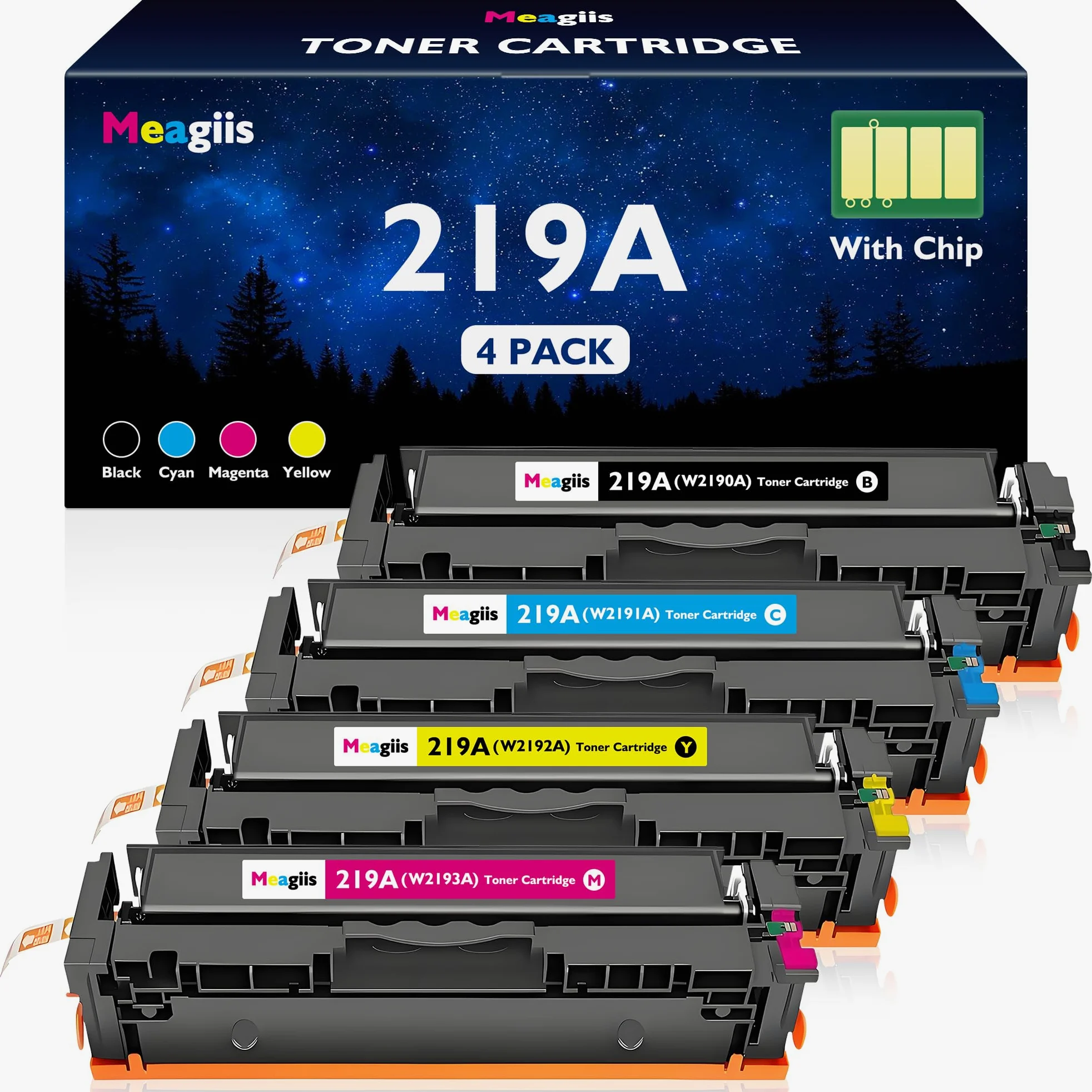 219A Toner Compatibili con HP 219A 219X Toner (Con Chip, 4 Pezzi) | Compatibili con HP Color LaserJet Pro 3202DN, 3202DW, MFP 3302FDW, 3302SDW, 3302FDN, 3302FDWG, 3302SDWG, 3302FDNG