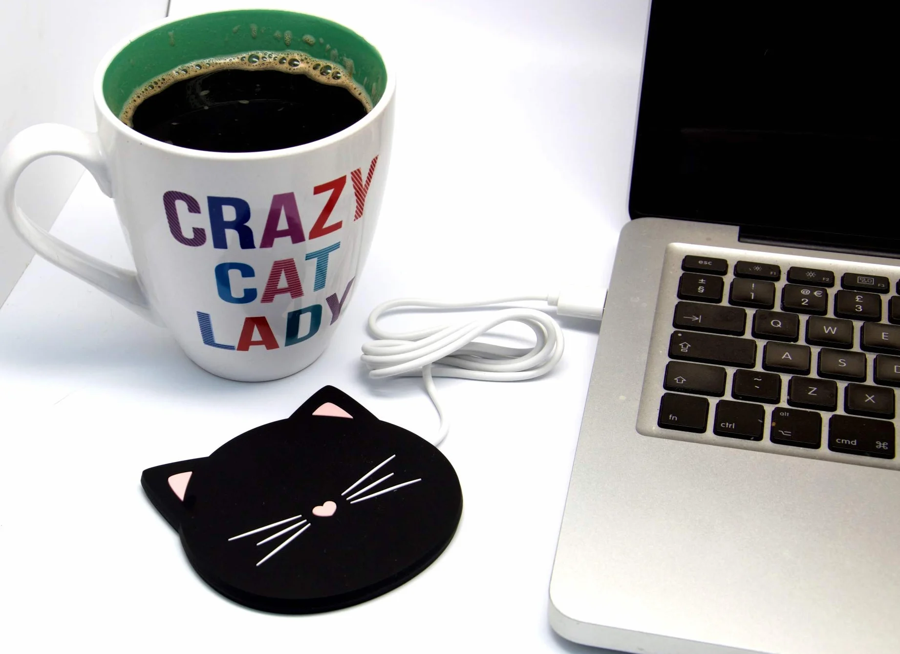 Legami - Scalda Tazza Usb, Warm it up, 10x10 cm, in Vinile, Ideale per Tazze e Bicchieri con Fondo Piatto, Ingresso USB, Tema Kitty