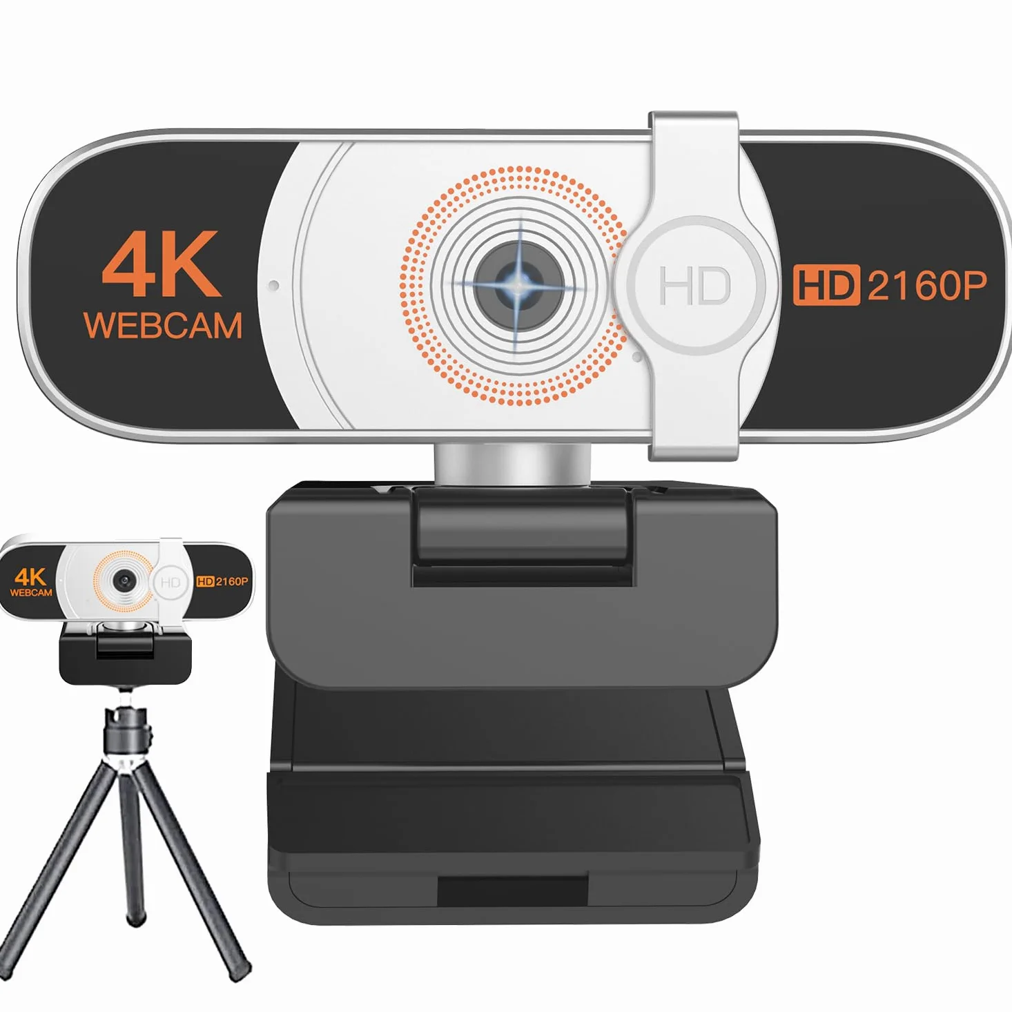 Webcam 4K, con copertura per la privacy, bilanciamento del bianco, webcam con microfono, Plug & Play, webcam 4K per PC/laptop/desktop, videochiamate, conferenze