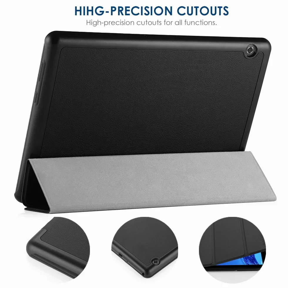 Simpeak Custodia in Pelle PU per Huawei MediaPad T5 10, T5 10.1 2018 Ultra-Sottile Folio Supporto Smart Nero