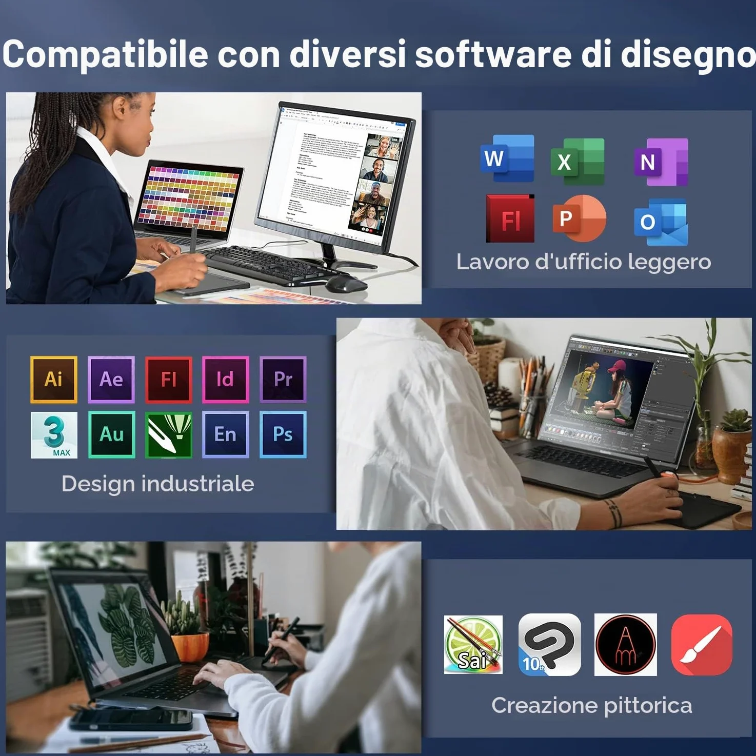 Tavoletta grafica UGEE S640 Tavoletta grafica ultrasottile digitale con funzione di inclinazione dello stilo senza batteria Sensibilità alla pressione 8192 Supporto Windows/Mac/Linux/Android