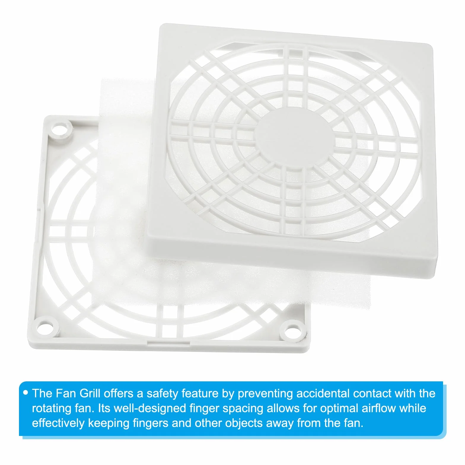PATIKIL 80mm Ventola Dito Griglia, 4pz Griglia Protezione Protezione Ventola Protezione Coperchio per 80x80mm Scarico Ventole per Attrezzature Computer Fai-da-Te, Bianco