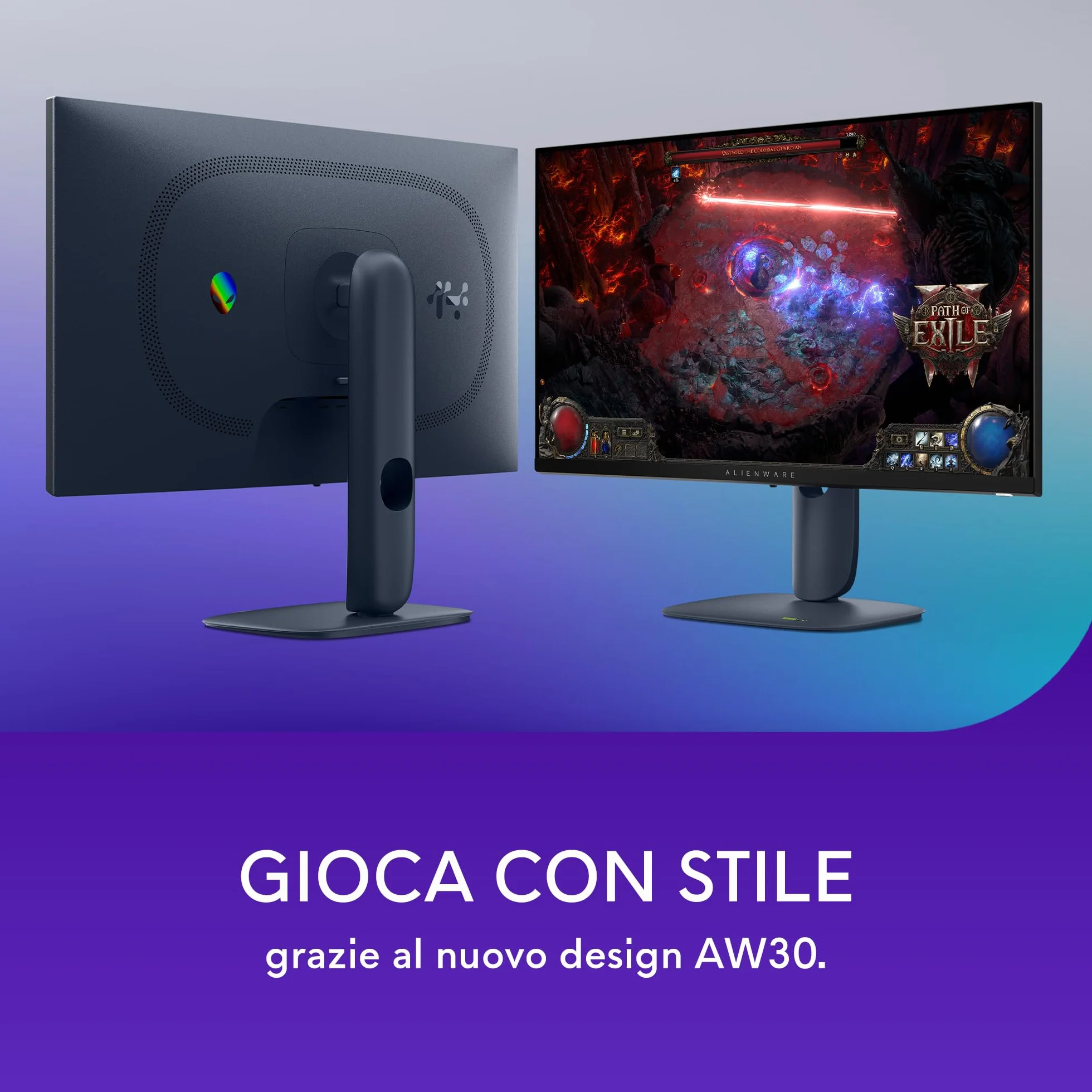 Alienware 27 Monitor Gaming - AW2725DM, QHD (2560x1440), 180Hz, Fast IPS, 1ms, NVIDIA G-SYNC Compatible, AMD FreeSync, 95% DCI-P3, HDR400, DisplayPort, 2 HDMI, 3 USB, 3 Anni di Garanzia