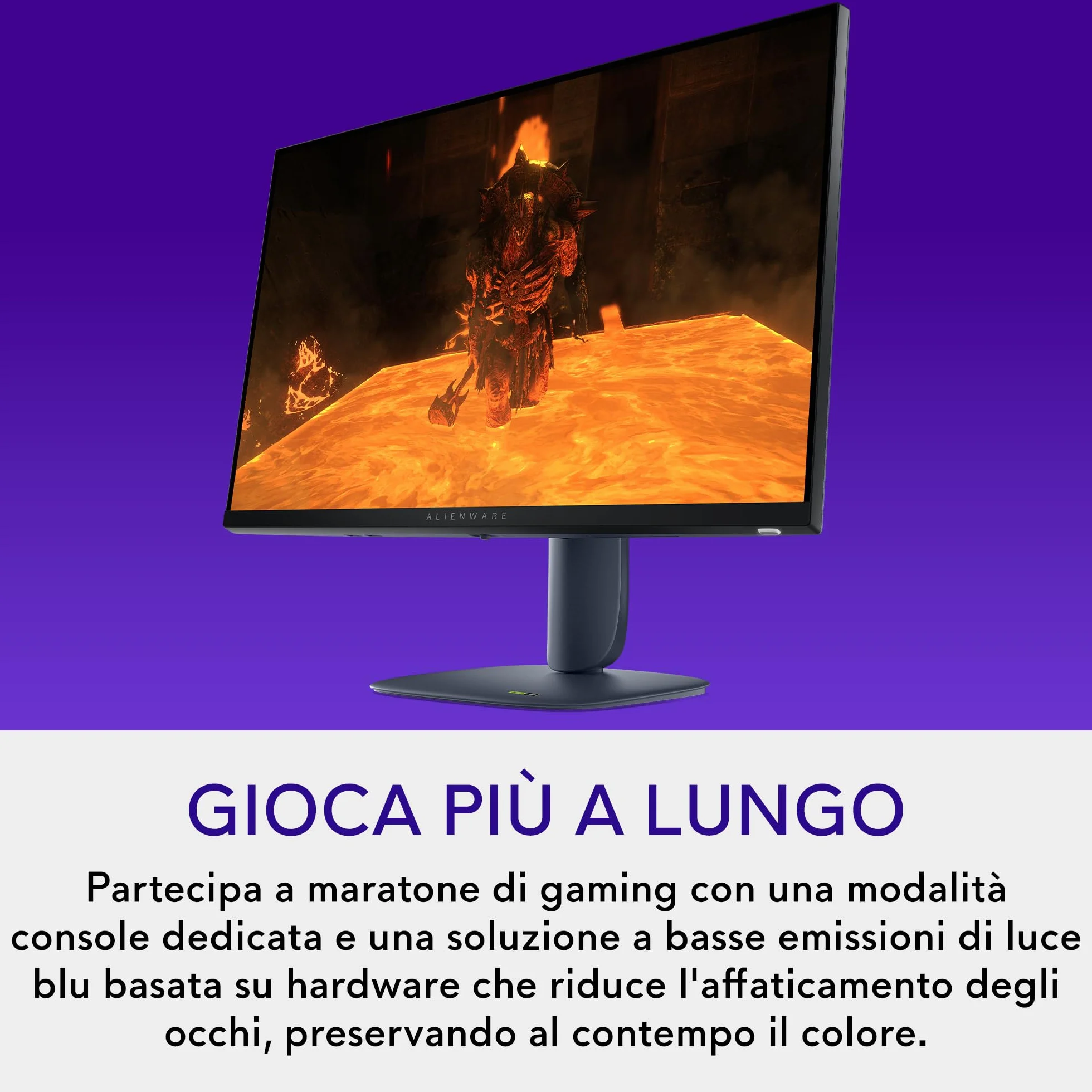 Alienware 27 Monitor Gaming - AW2725DM, QHD (2560x1440), 180Hz, Fast IPS, 1ms, NVIDIA G-SYNC Compatible, AMD FreeSync, 95% DCI-P3, HDR400, DisplayPort, 2 HDMI, 3 USB, 3 Anni di Garanzia