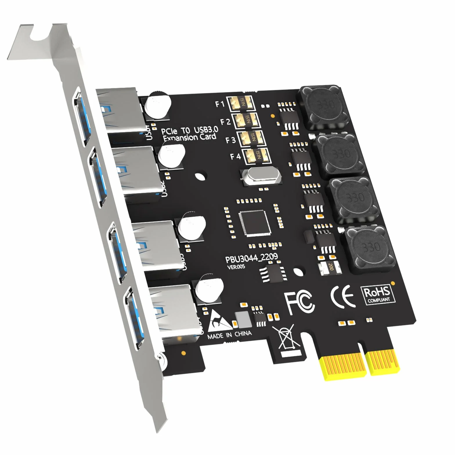 GLOTREND U3044 Scheda di espansione 4 porte PCIe USB A (USB 3.2 Gen 1), compatibile con Windows e Linux (non supporta Mac OS)