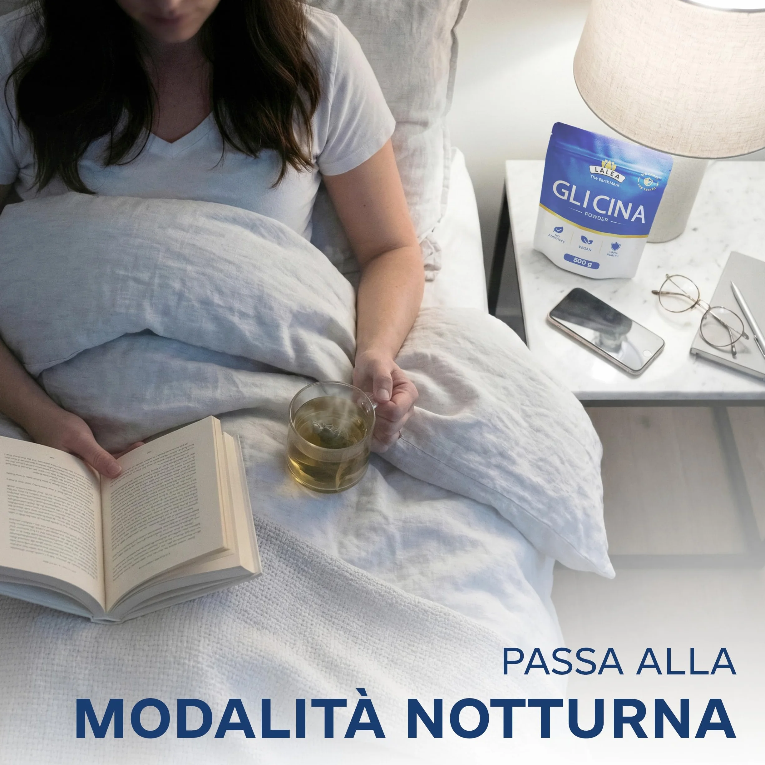 LALEA Glicina Polvere 500g – Amminoacido Glicina Pura al 100% – Componente del Collagene – Vegano, Senza Additivi – Supporta Sonno, Articolazioni e Pelle