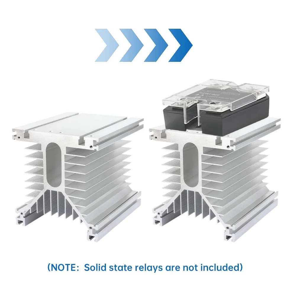 dissipatore di calore SSR, 250x125x136mm, dissipatore di calore in alluminio per relè a stato solido trifase 10-120A con silicone termoconduttivo bianco