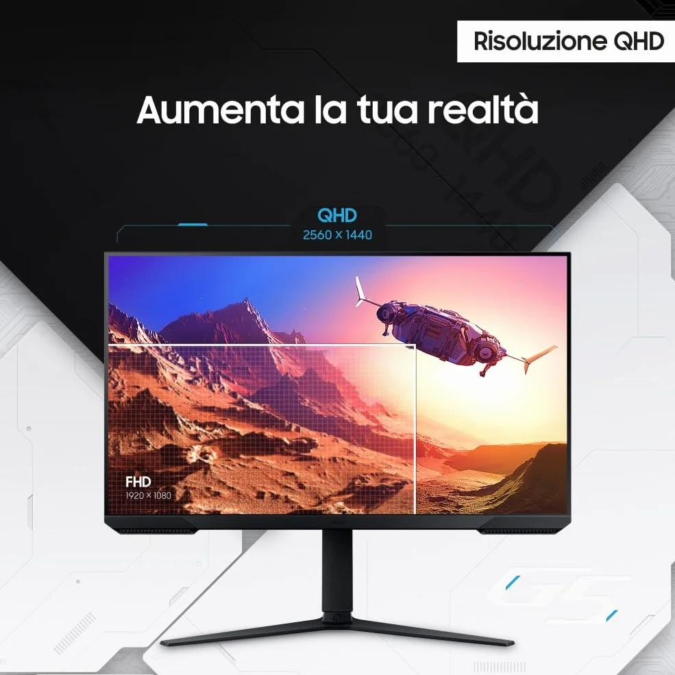 Samsung Monitor Gaming Odyssey G5 (S32CG510EU), Flat, 32'', 2560x1440 (QHD), HDR10, VA, 165Hz, 1ms (MPRT), AMD FreeSync Premium, HDMI, DP