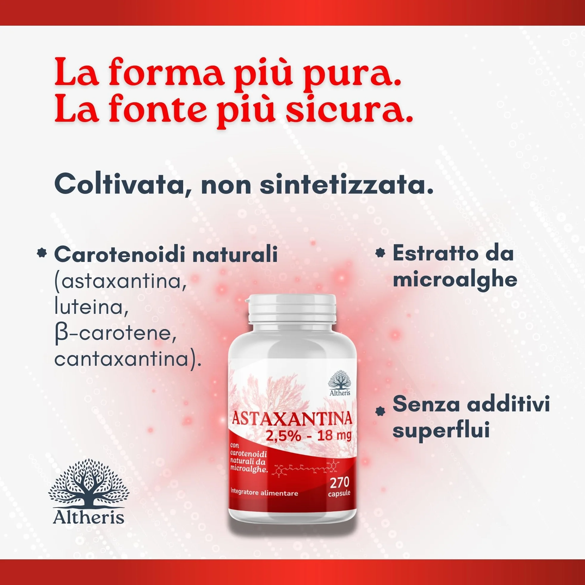 Astaxantina Pura Alto Dosaggio 18mg 270 Capsule Integratore Carotenoidi Naturali Alga Haematococcus Pluvialis