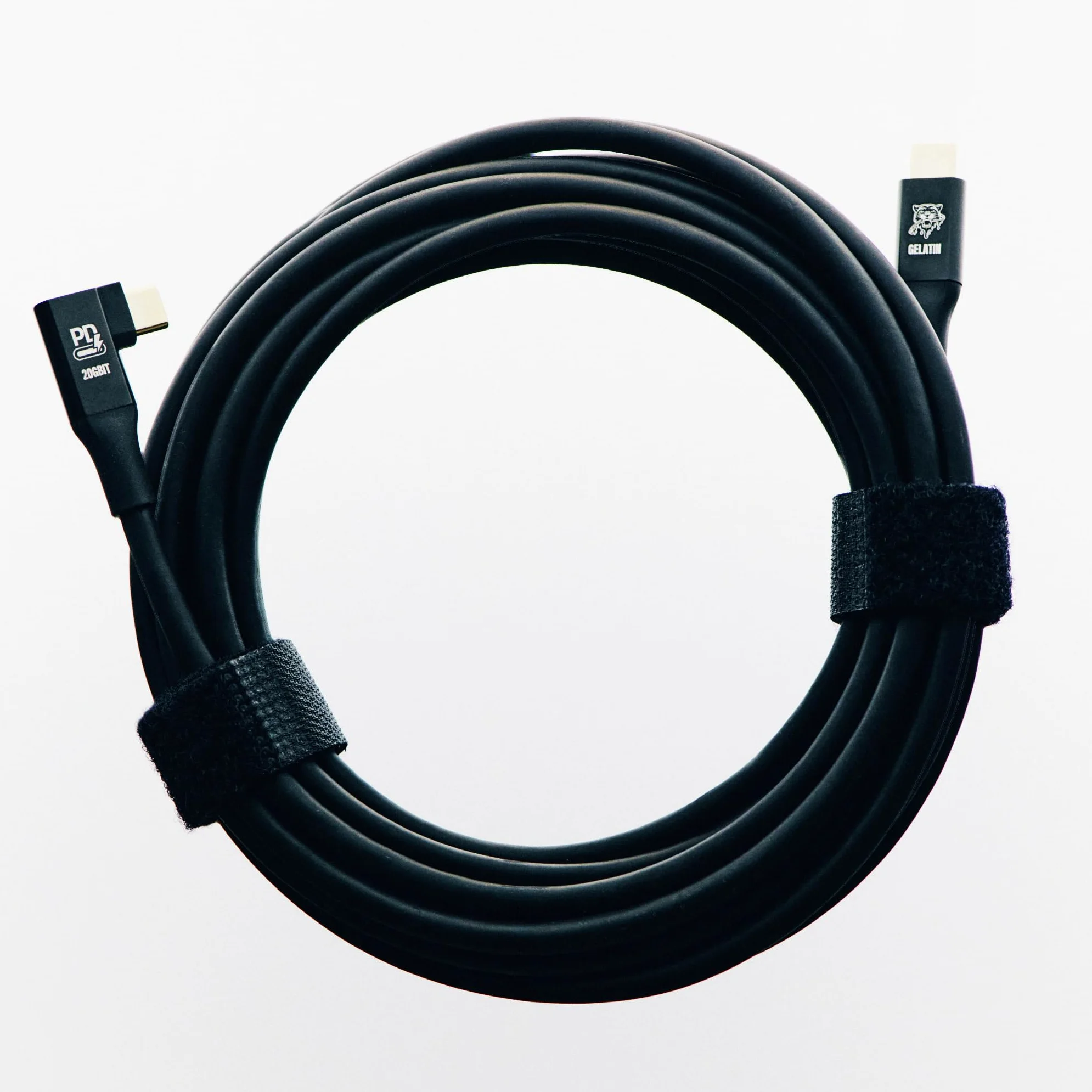 Gelatin Pantera - Cavo USB-C da 5 m, 20 Gbit | 20 Gbps bidirezionale, ricarica Power Delivery, modalità DisplayPort Alt per display Eizo e Studio, angolo retto, 5 m