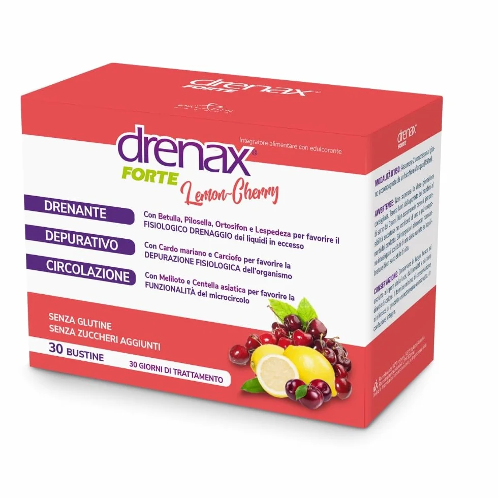 Drenax Forte Lemon Cherry Integratore 30 Bustine Drenante Depurativo